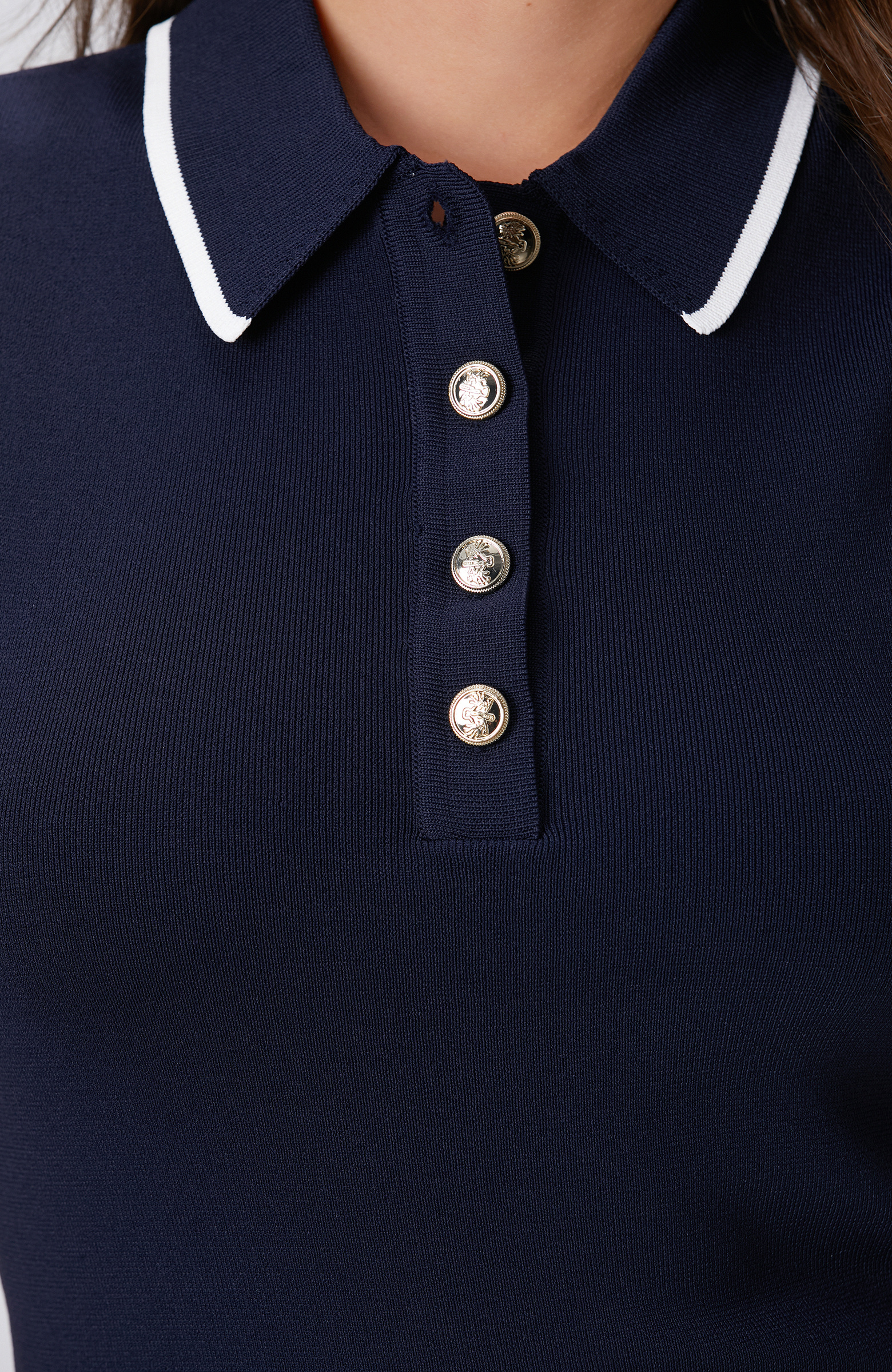 Navy Blue Contrast Striped Sweater