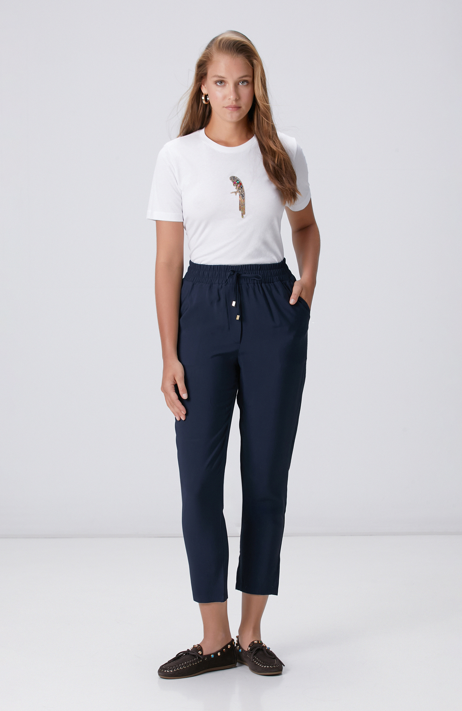 Lacivert Diyagonal Basic Jogger Pantolon