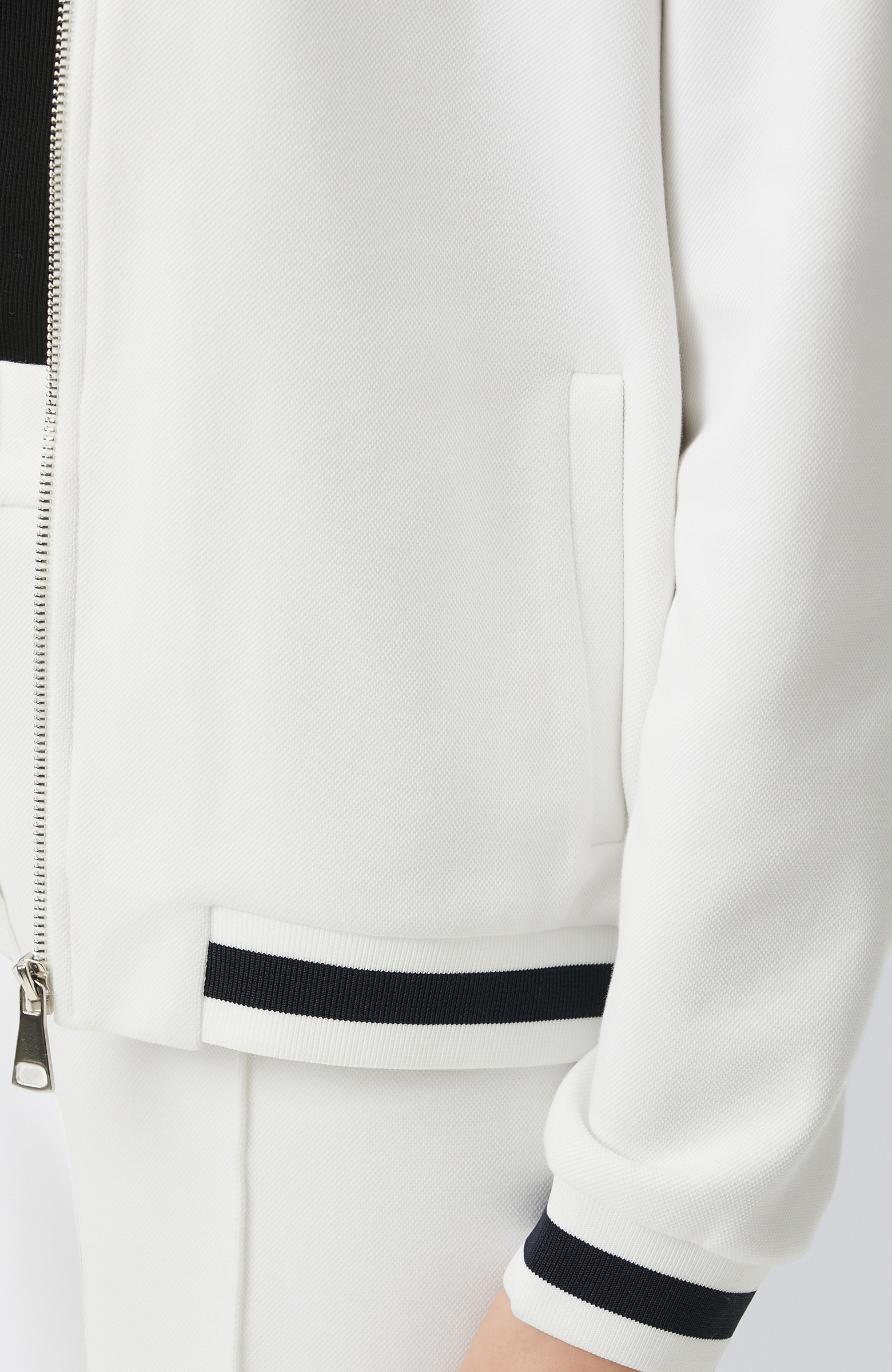 Kırık Beyaz Triko Ribanalı Sweatshirt