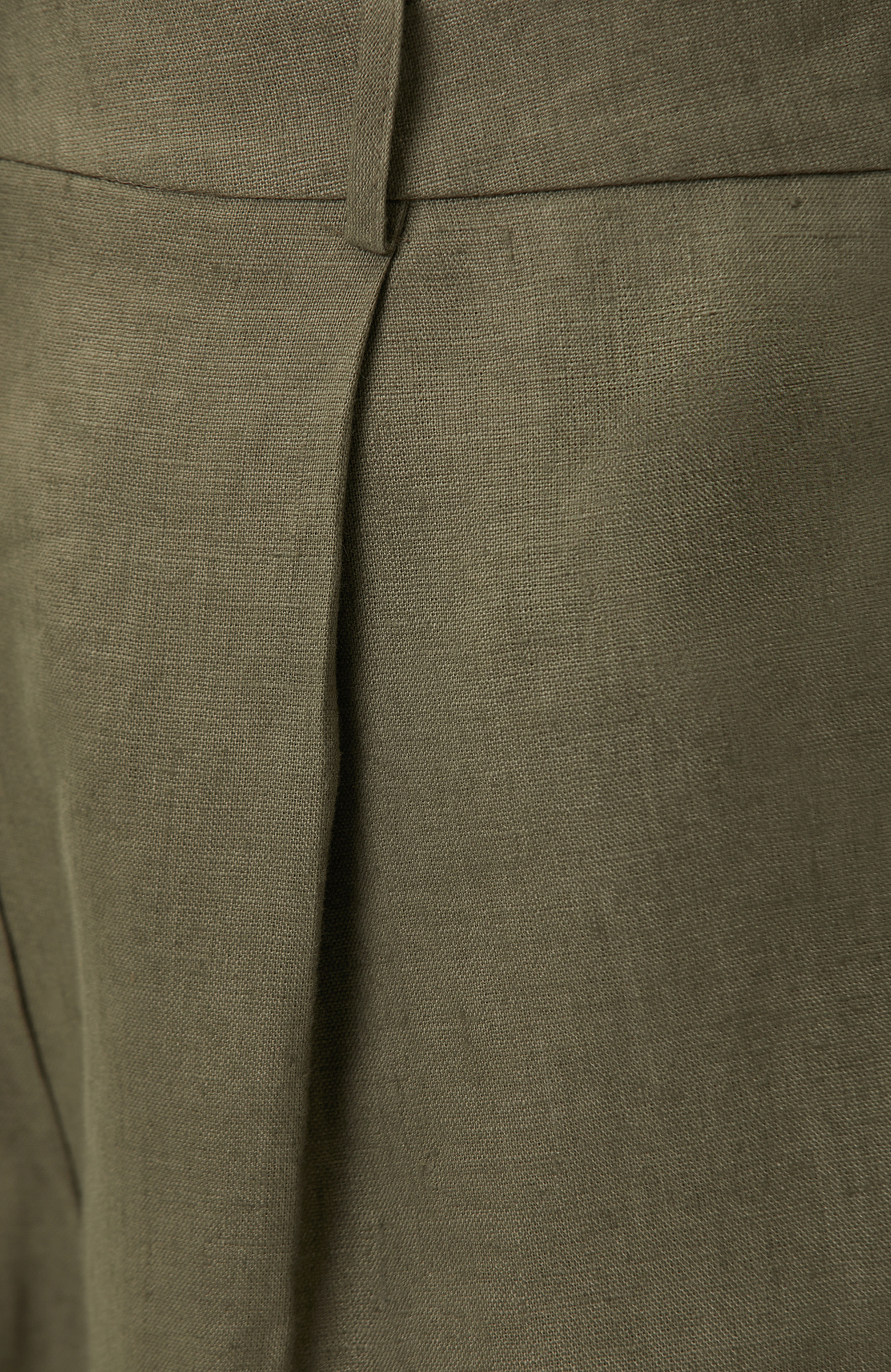 Khaki Double Leg Linen Shorts