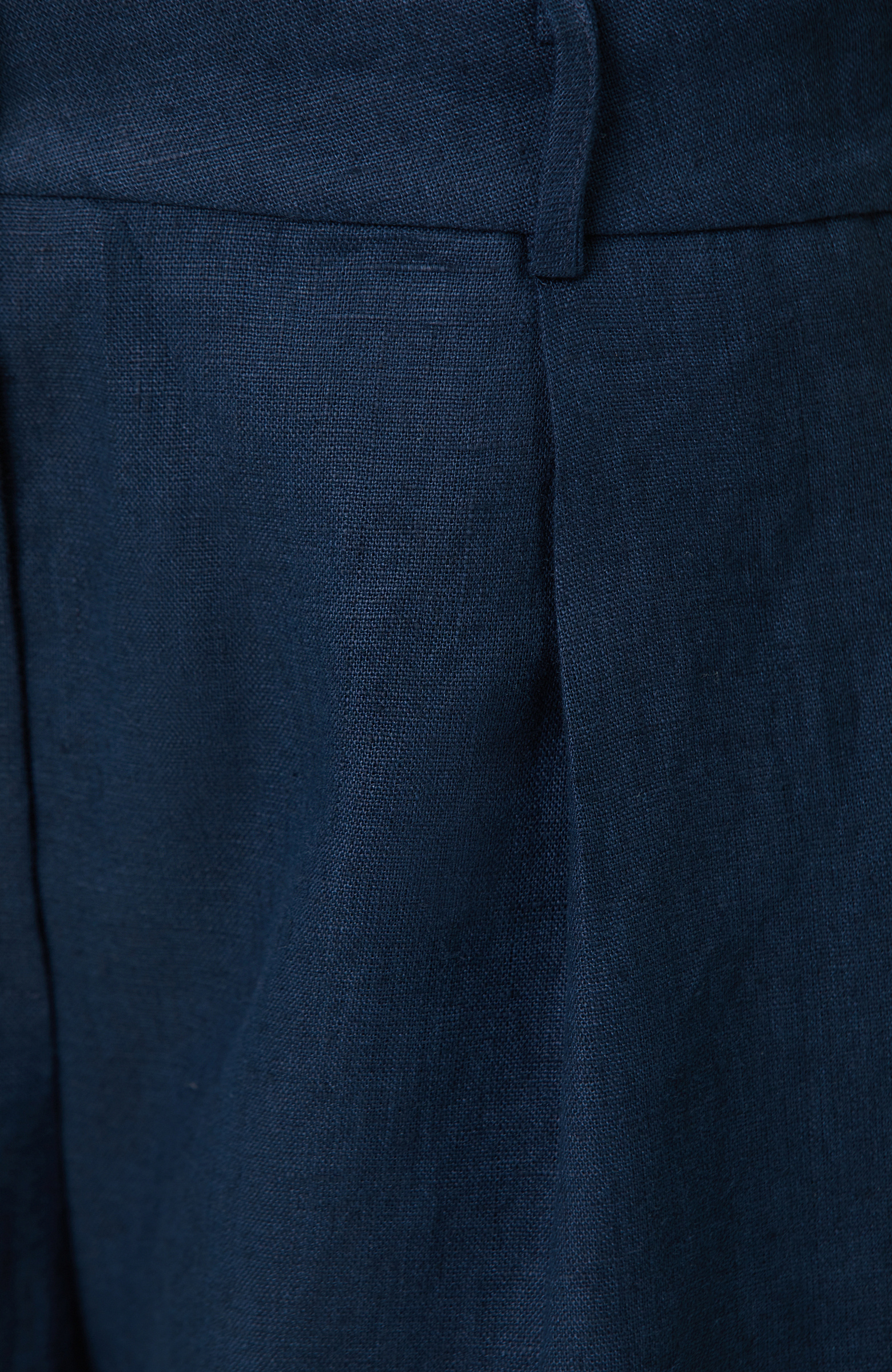 Navy Blue Double Leg Linen Shorts