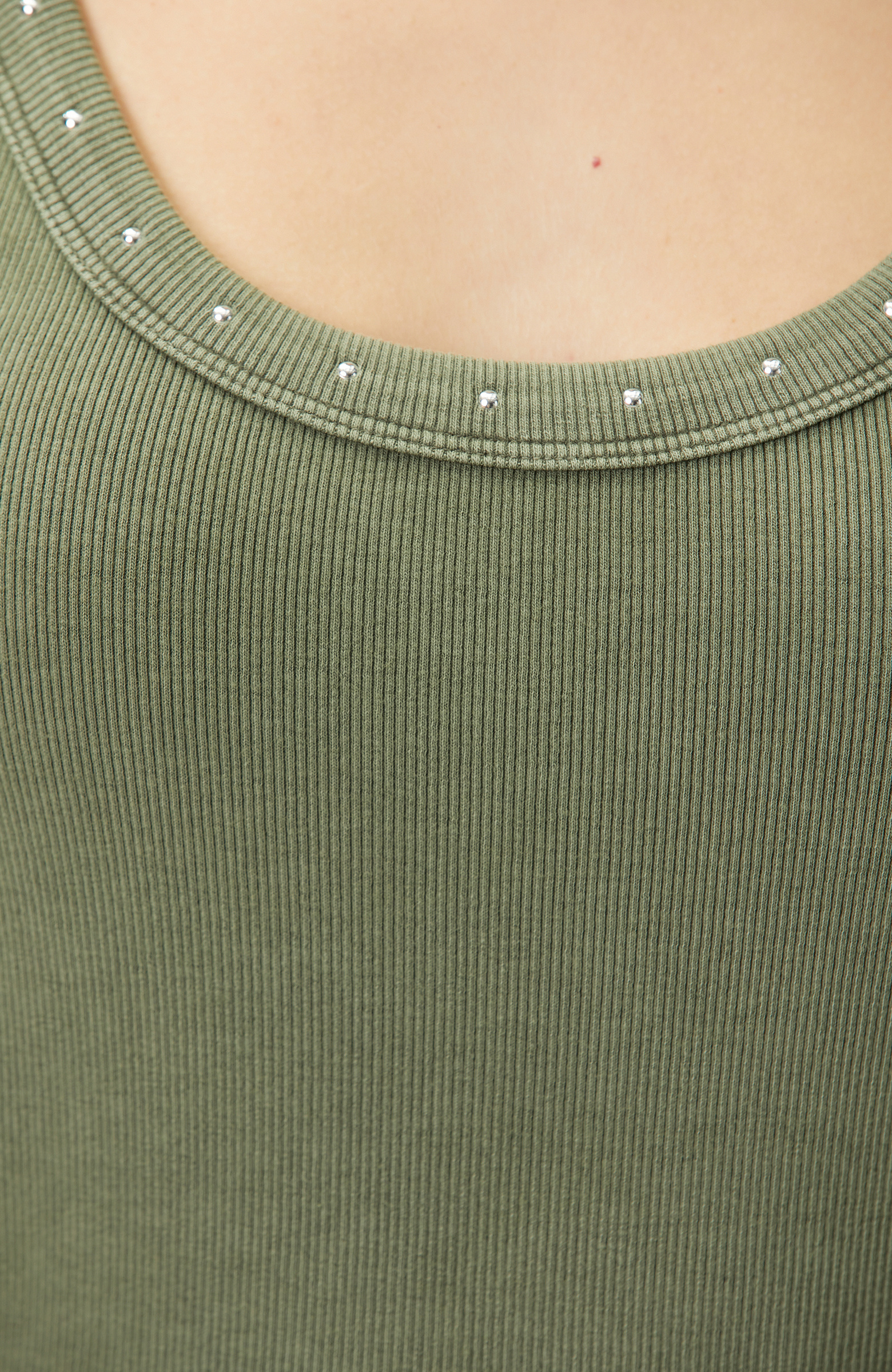 Haki Taş Baskılı T-shirt