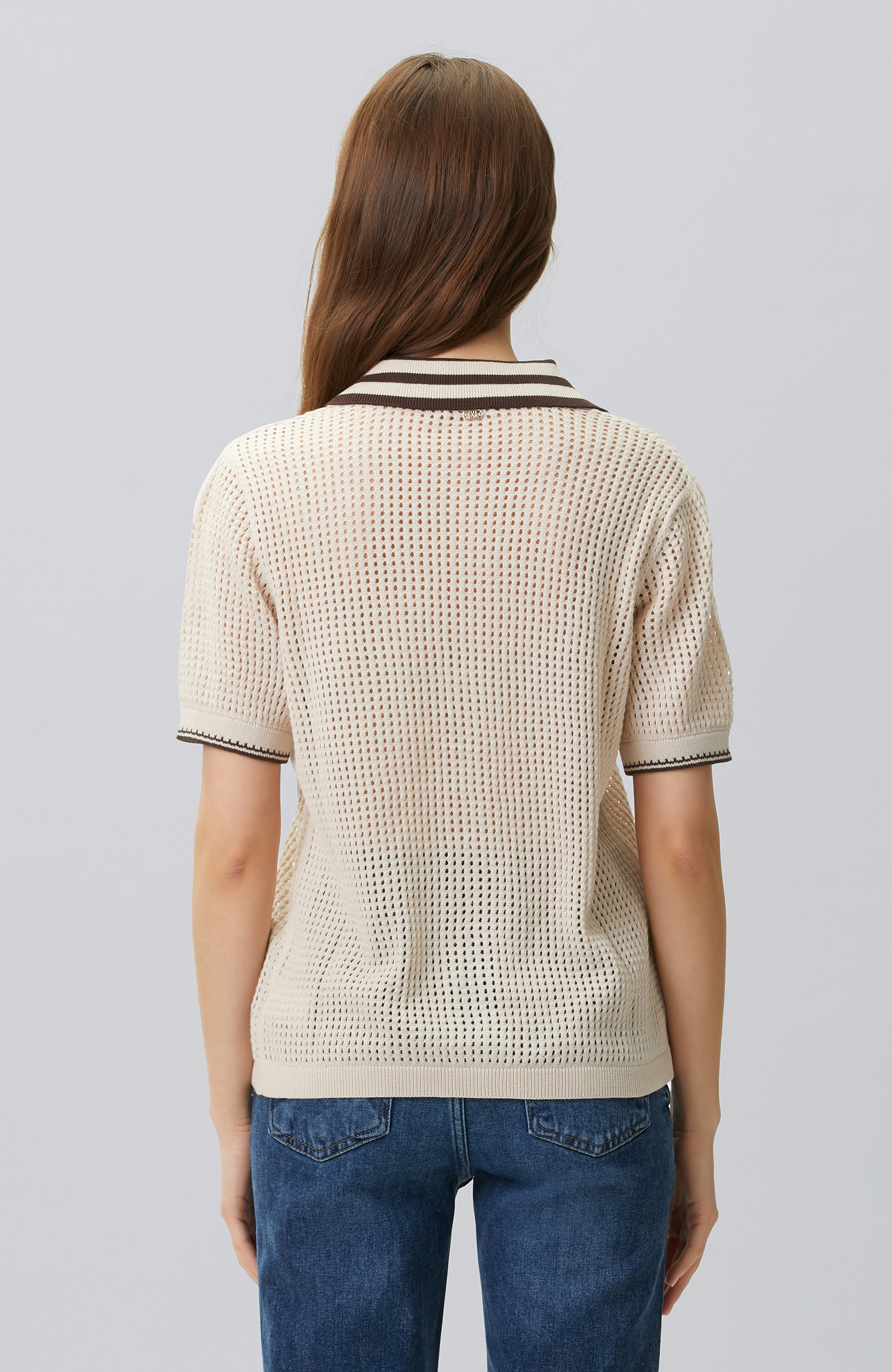Beige Openwork Knitwear Shirt