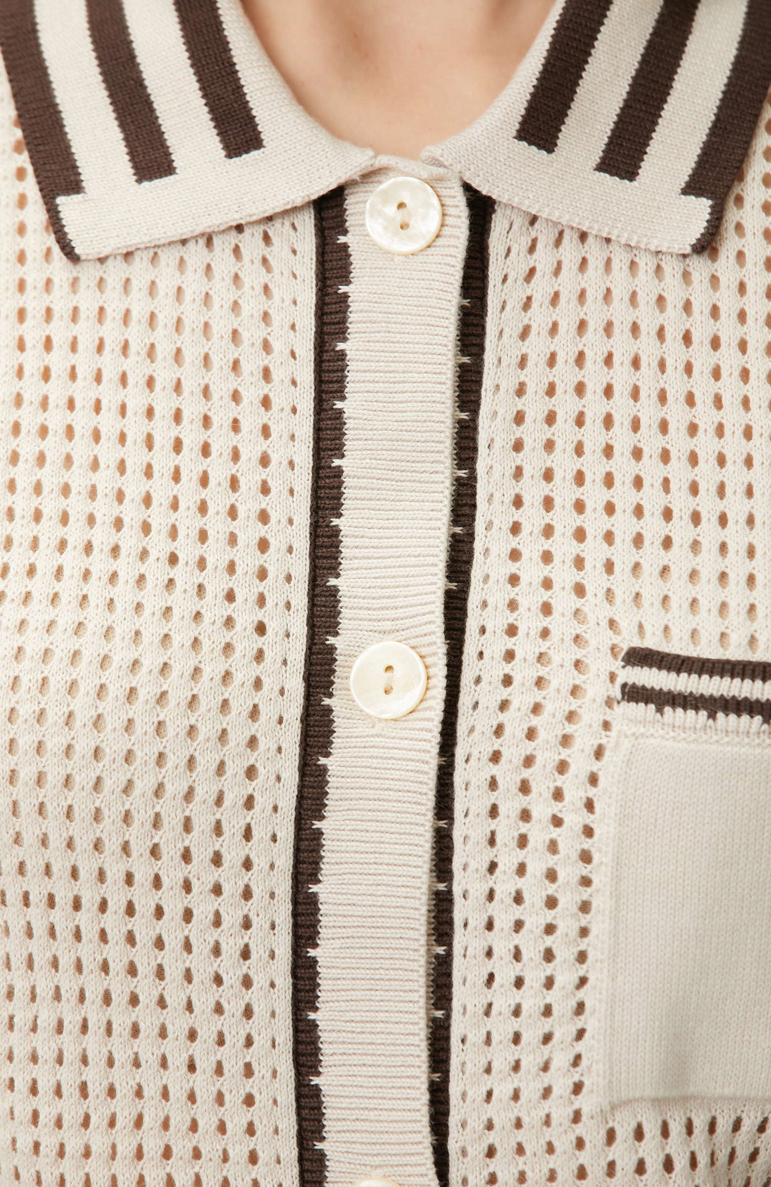 Beige Openwork Knitwear Shirt