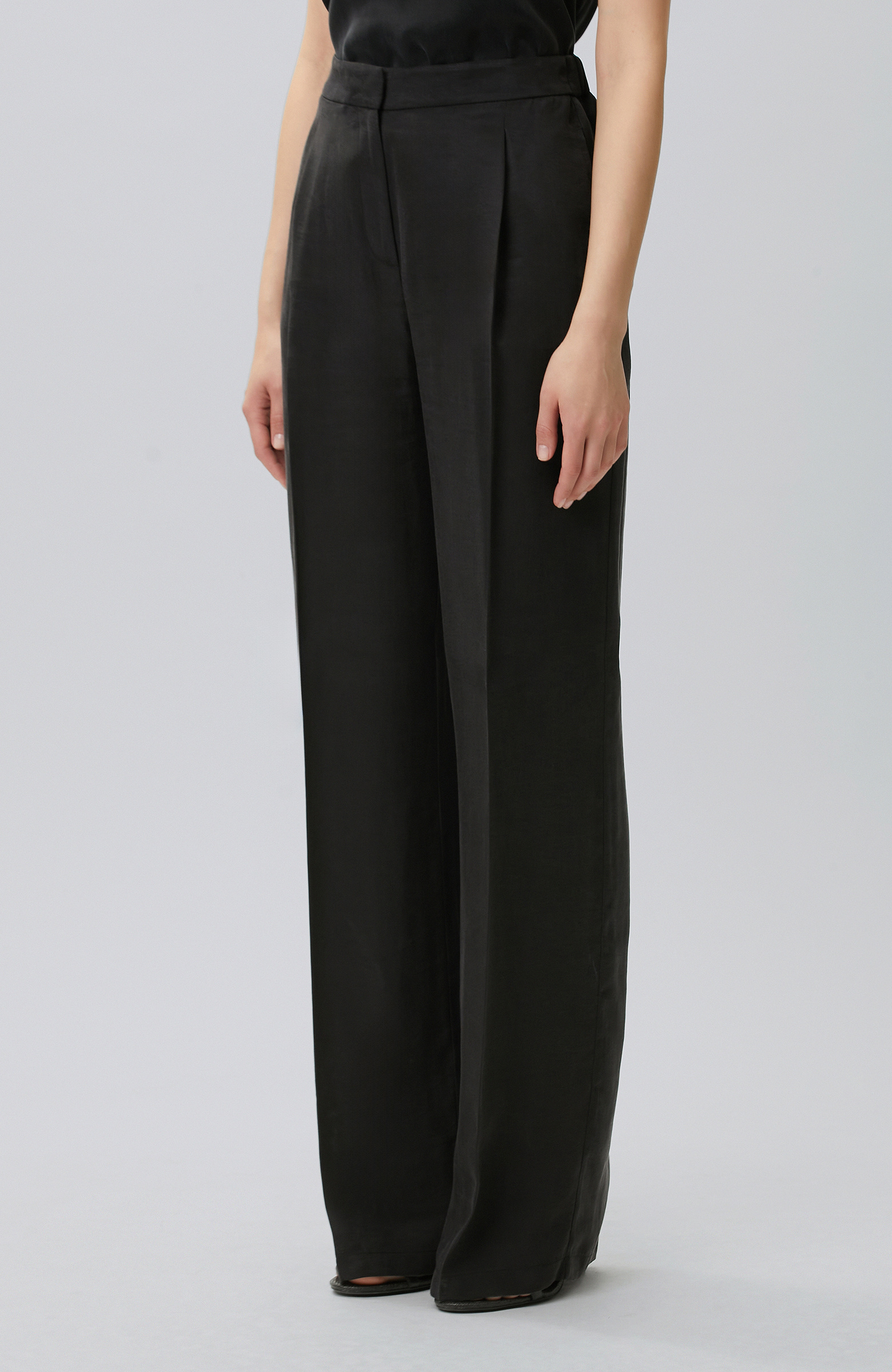 Black Pleated Palazzo Trousers