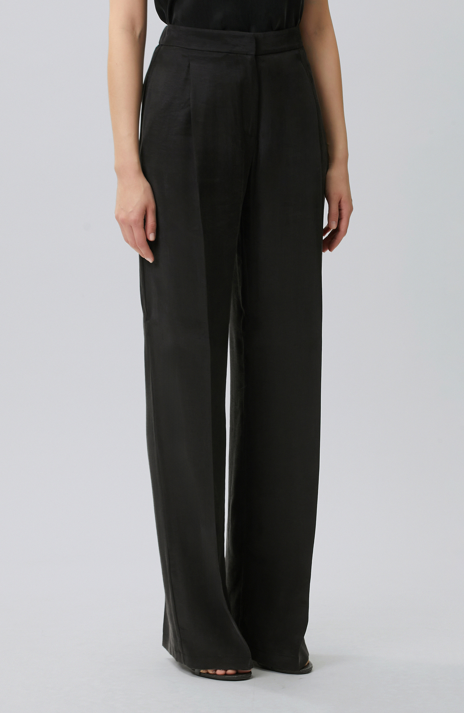 Black Pleated Palazzo Trousers