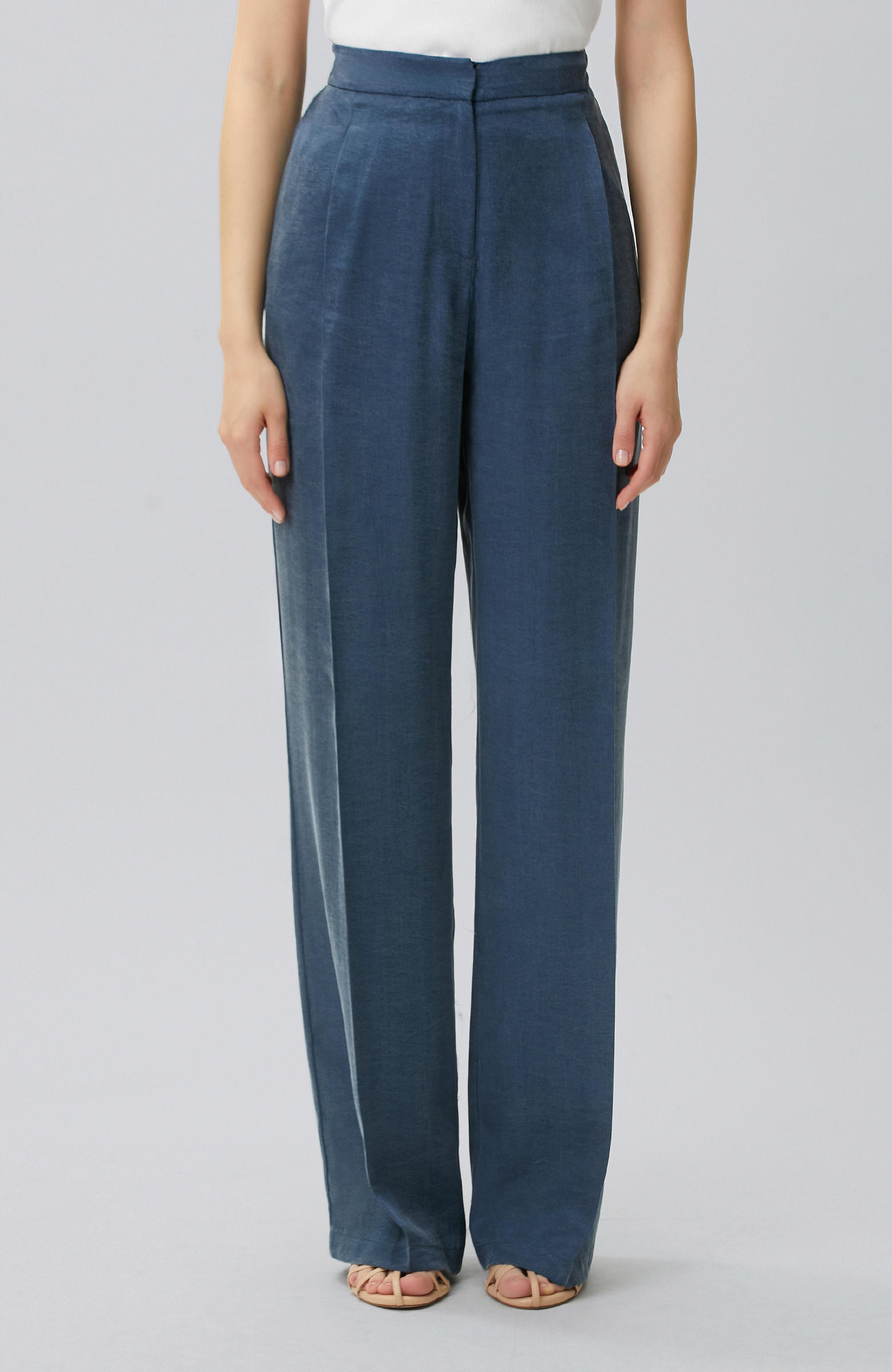 Indigo Pleated Palazzo Pants