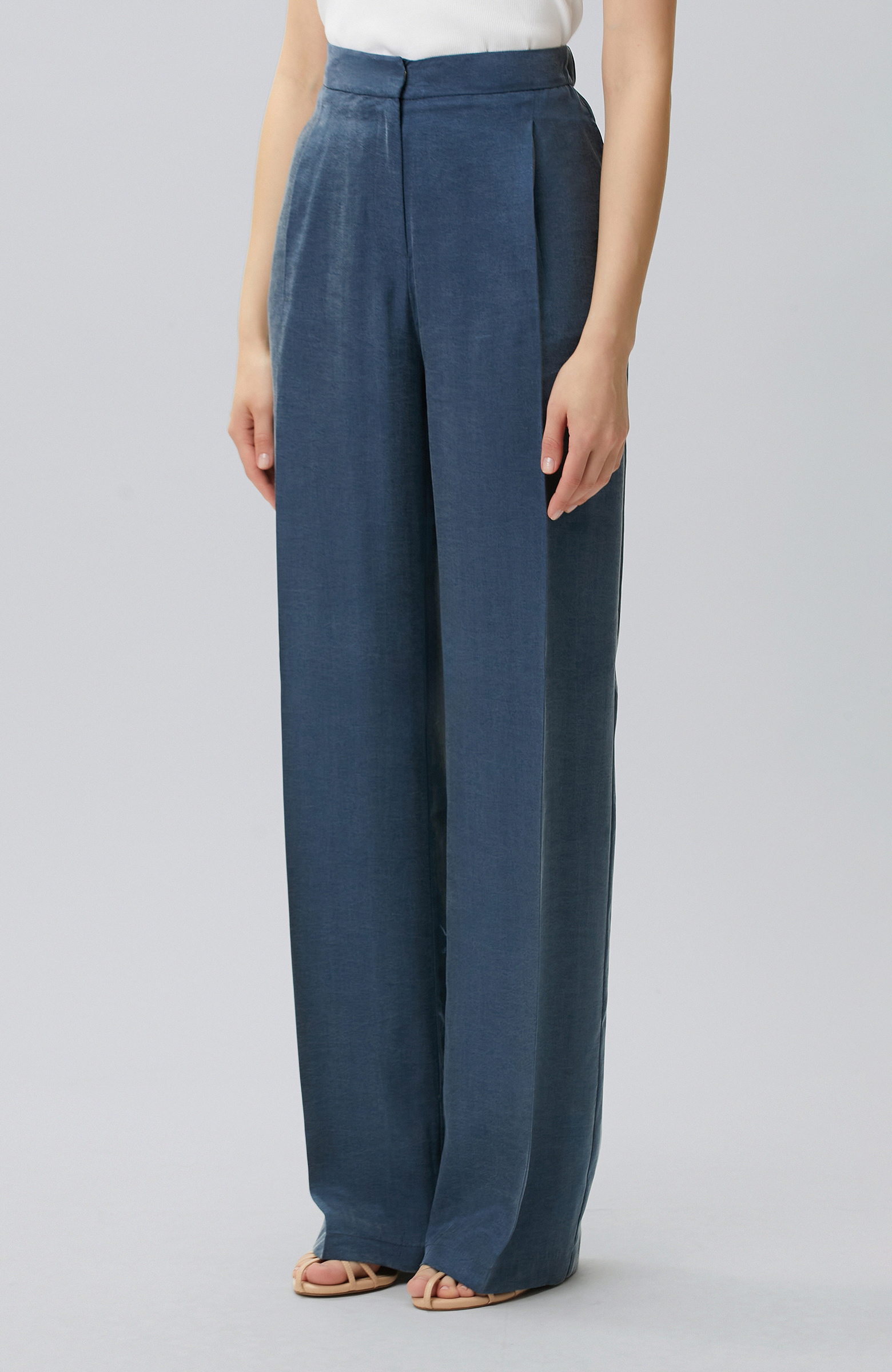 Indigo Pleated Palazzo Pants