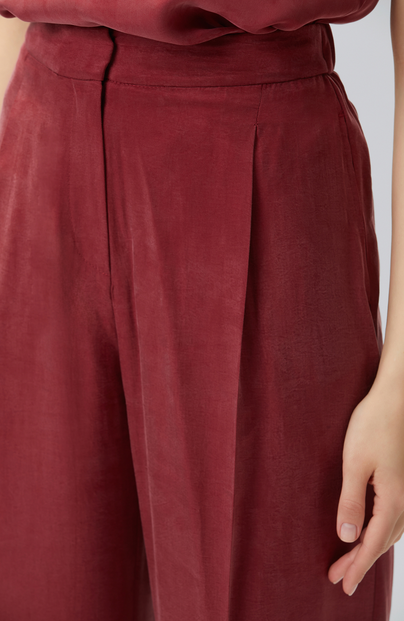 Cherry Pleated Palazzo Trousers