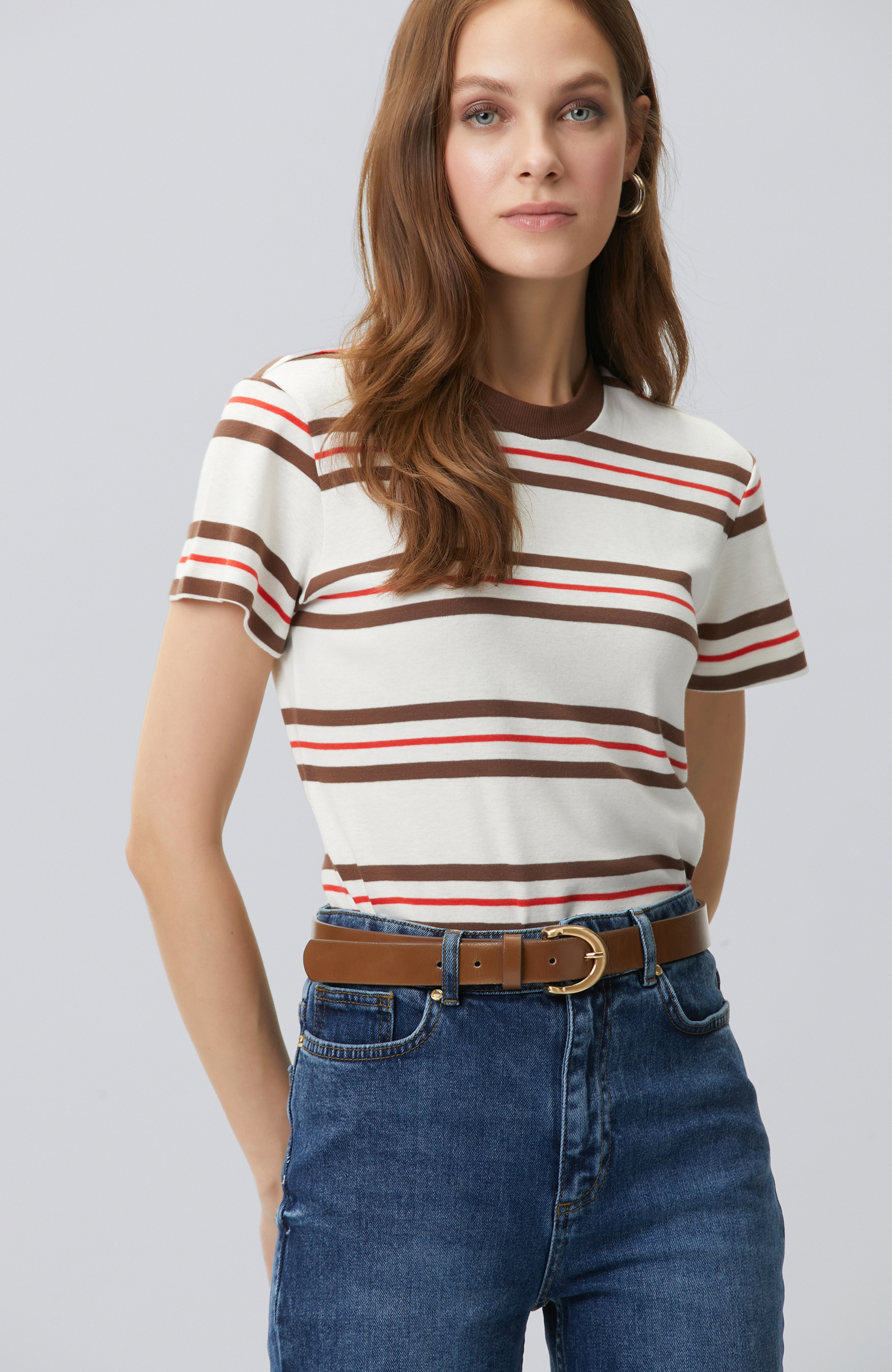 Çok Renkli Çizgili T-shirt