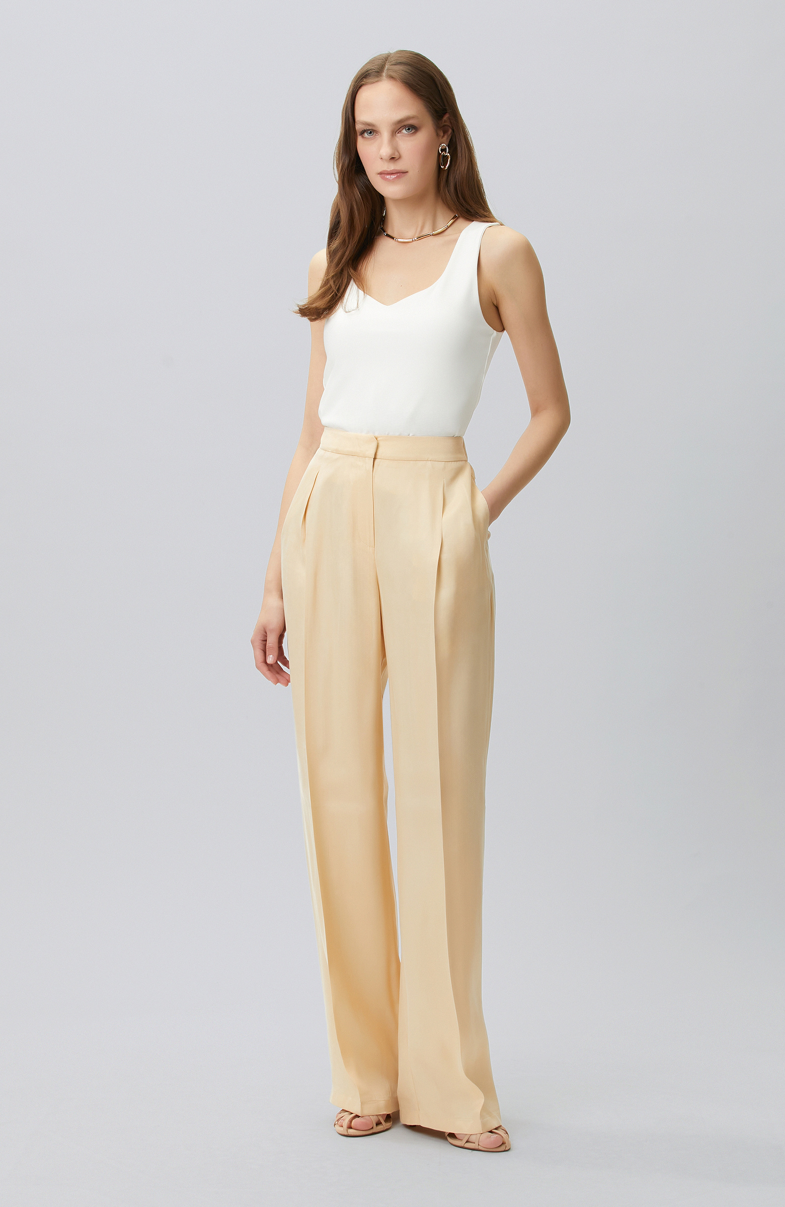 Vanilla Pleated Palazzo Pants