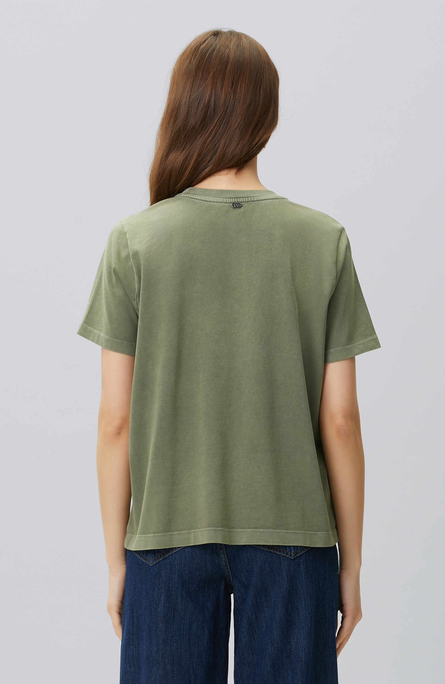 Khaki Shoulder Stone Printed T-shirt