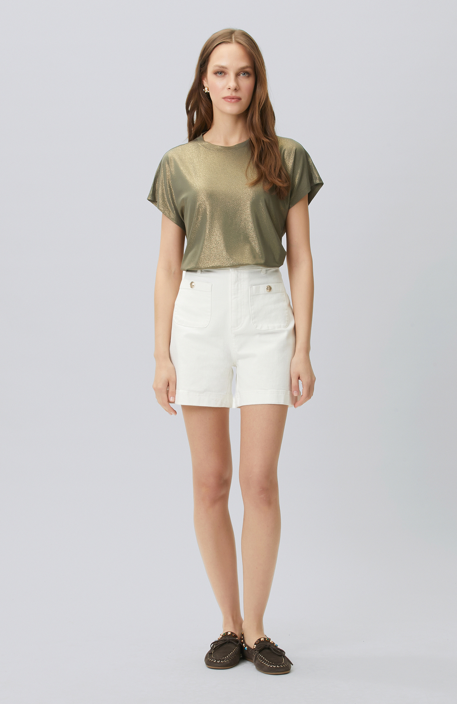 Haki Varak Baskılı T-shirt