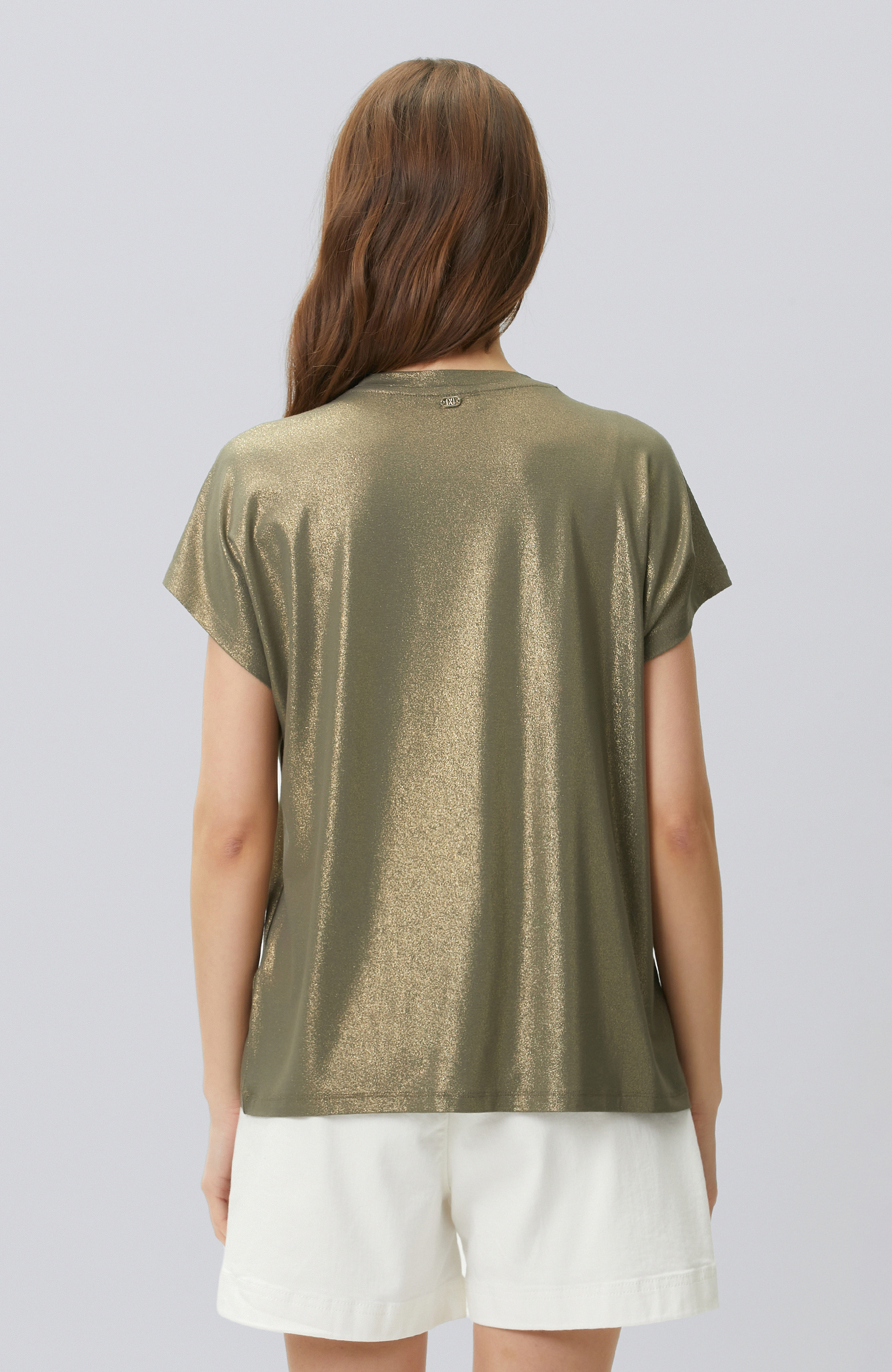 Haki Varak Baskılı T-shirt