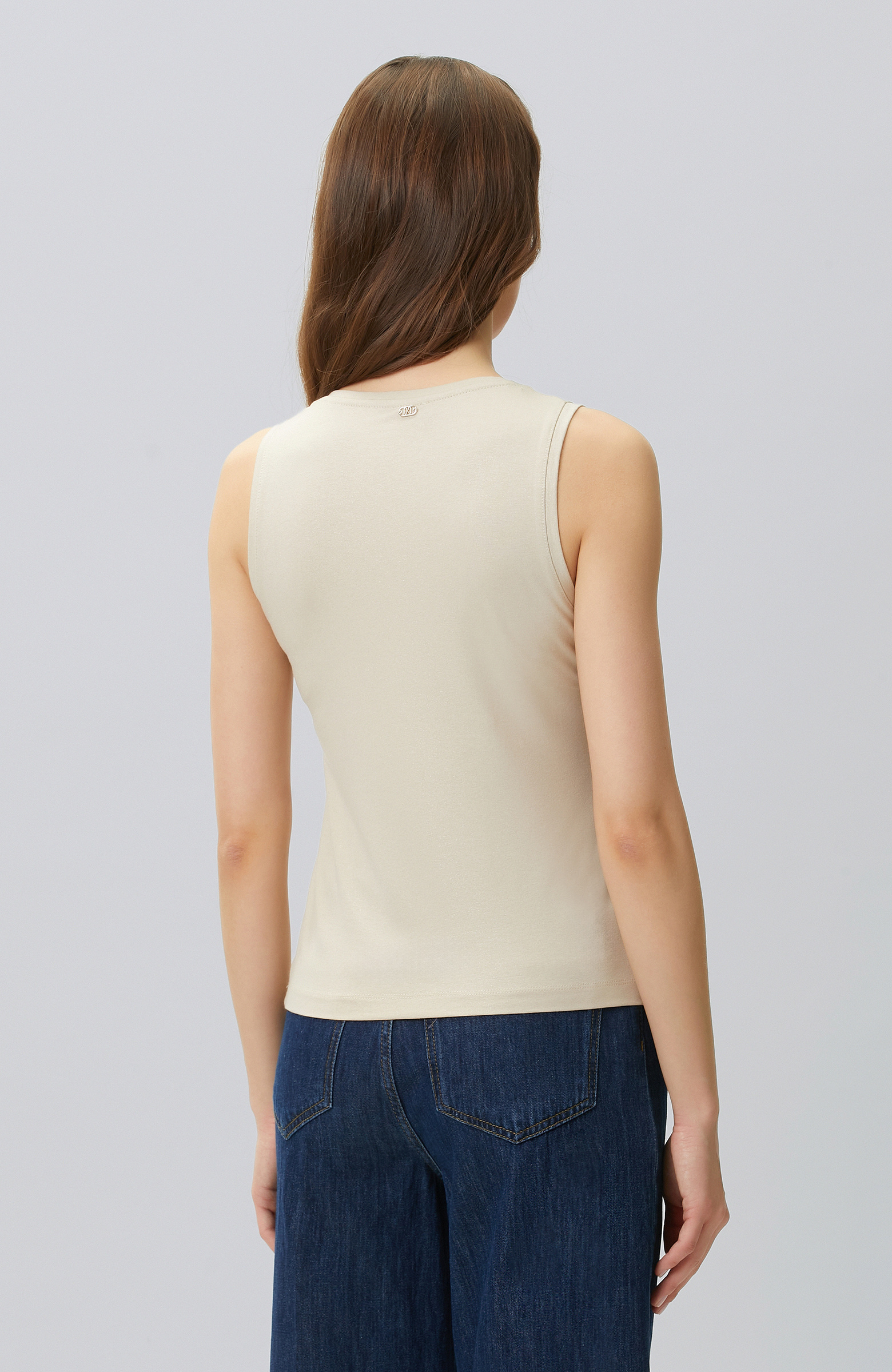 Beige Foil Printed T-shirt