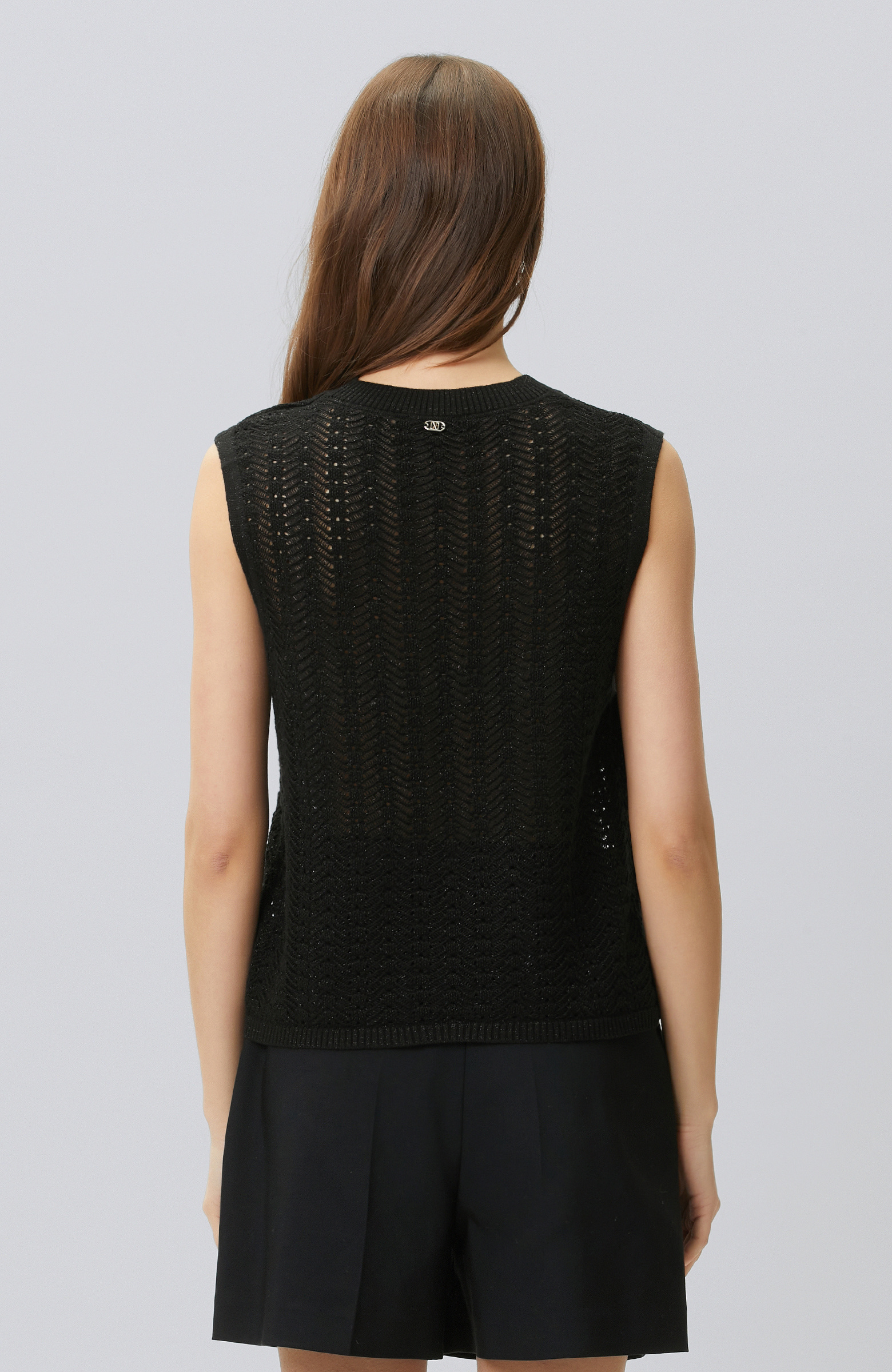 Siyah Geniş Ajur Örgü Kazak