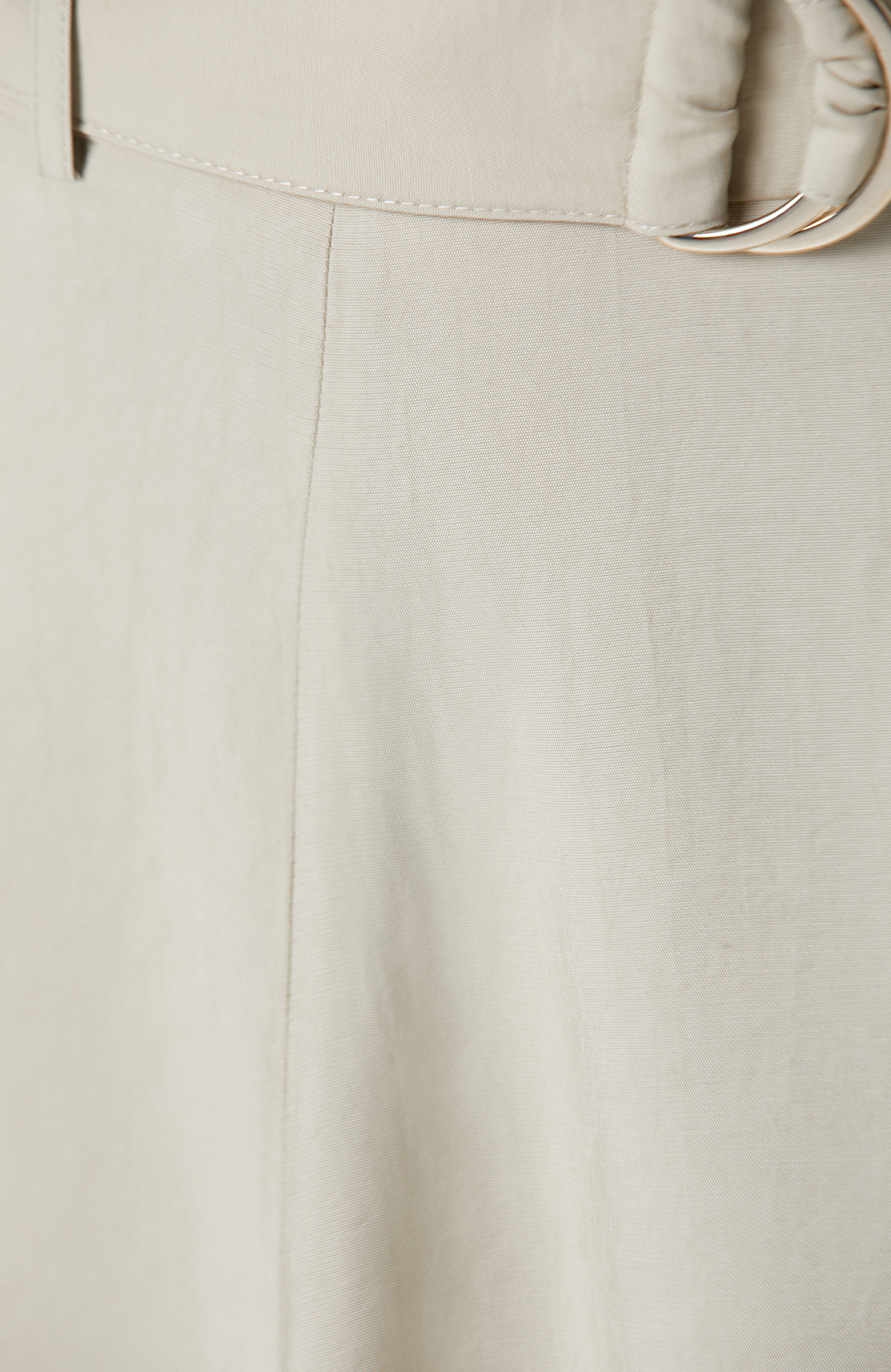 Açık Haki Çift Yırtmaçlı Midi Etek