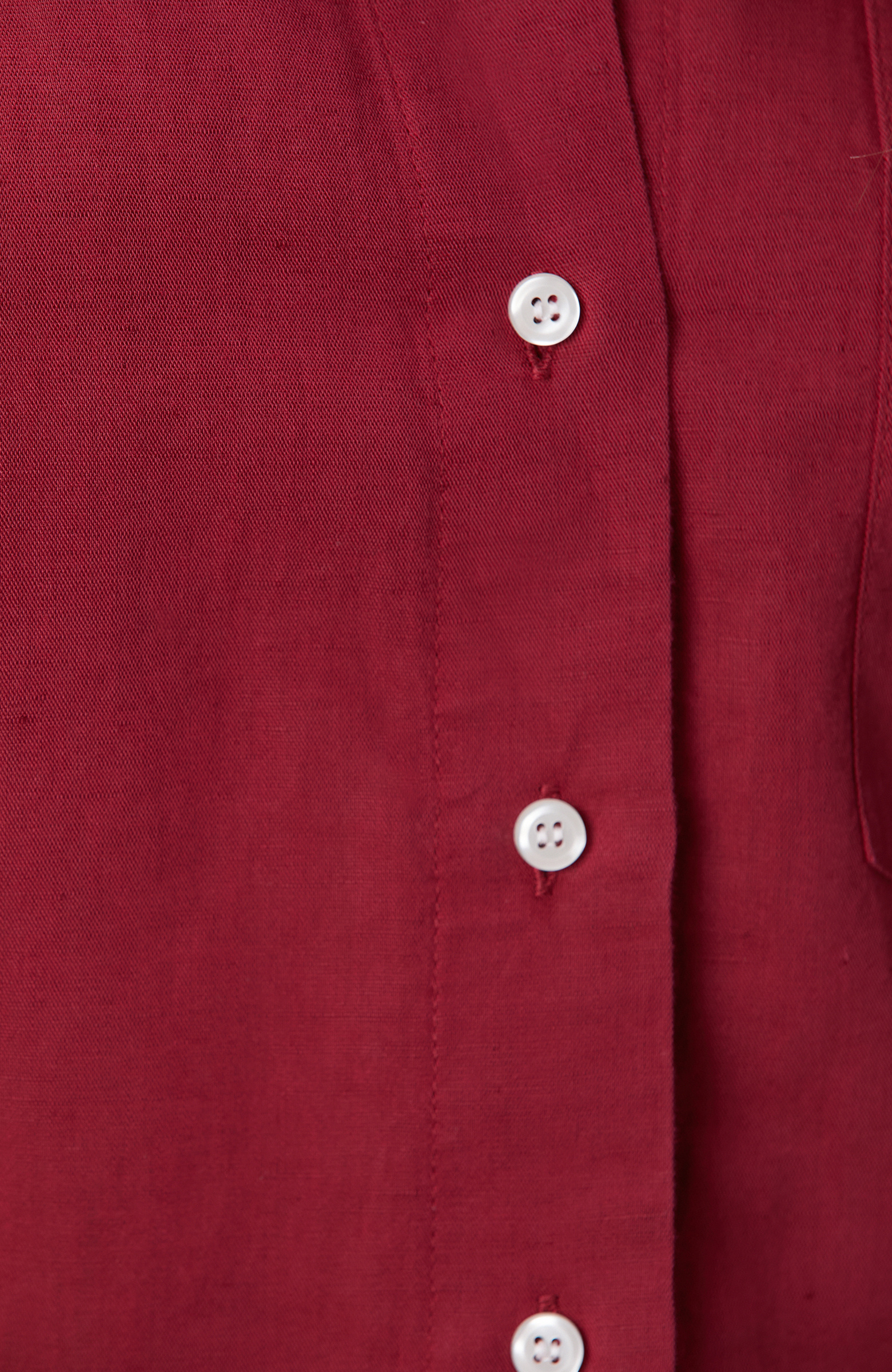 Cherry Pocket Detailed Basic Linen Mix Shirt