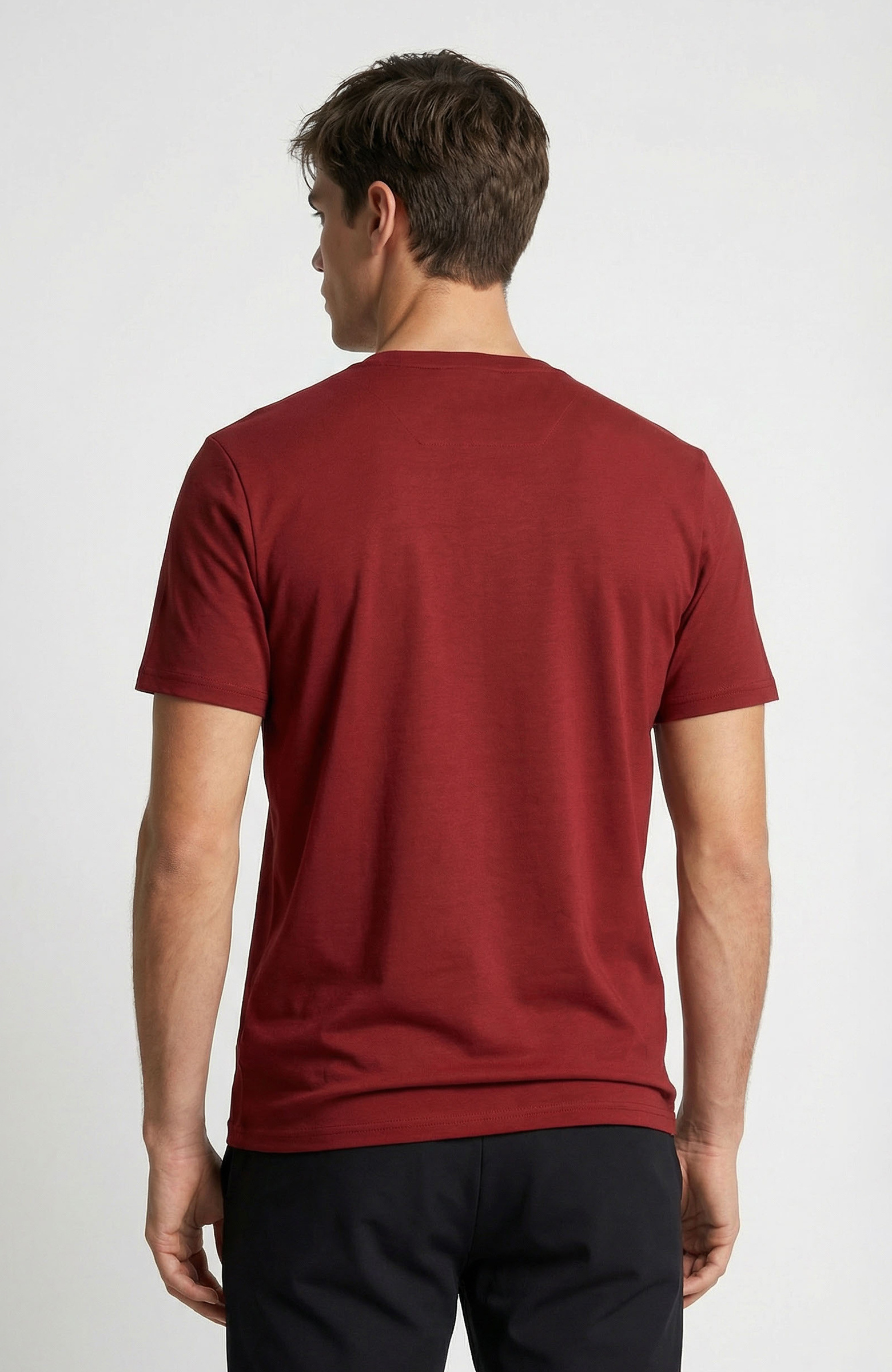 Bordo Bisiklet Yaka Pike Desen Basic T-shirt