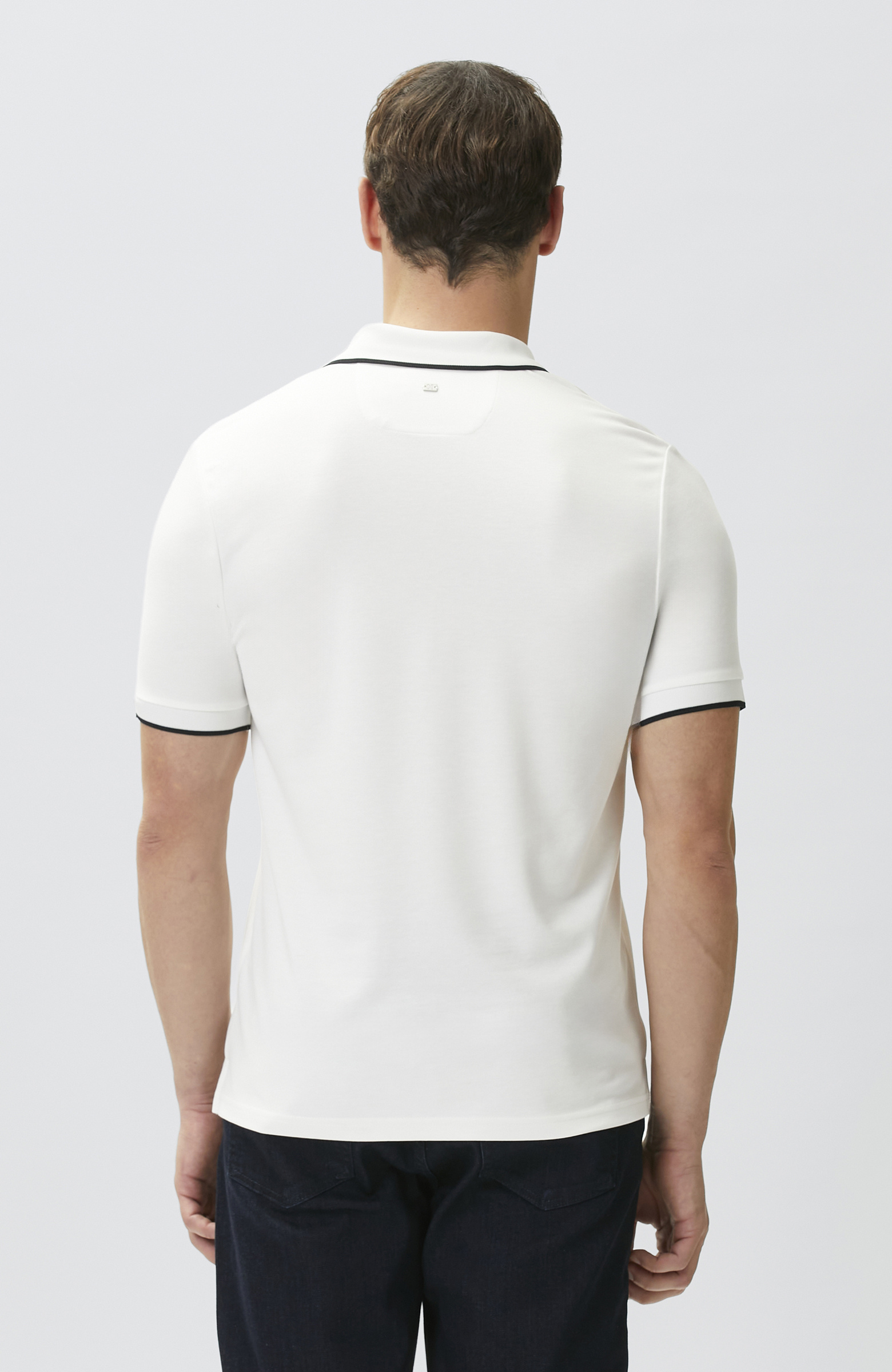 Kırık Beyaz Polo Yaka Pike Desen T-shirt