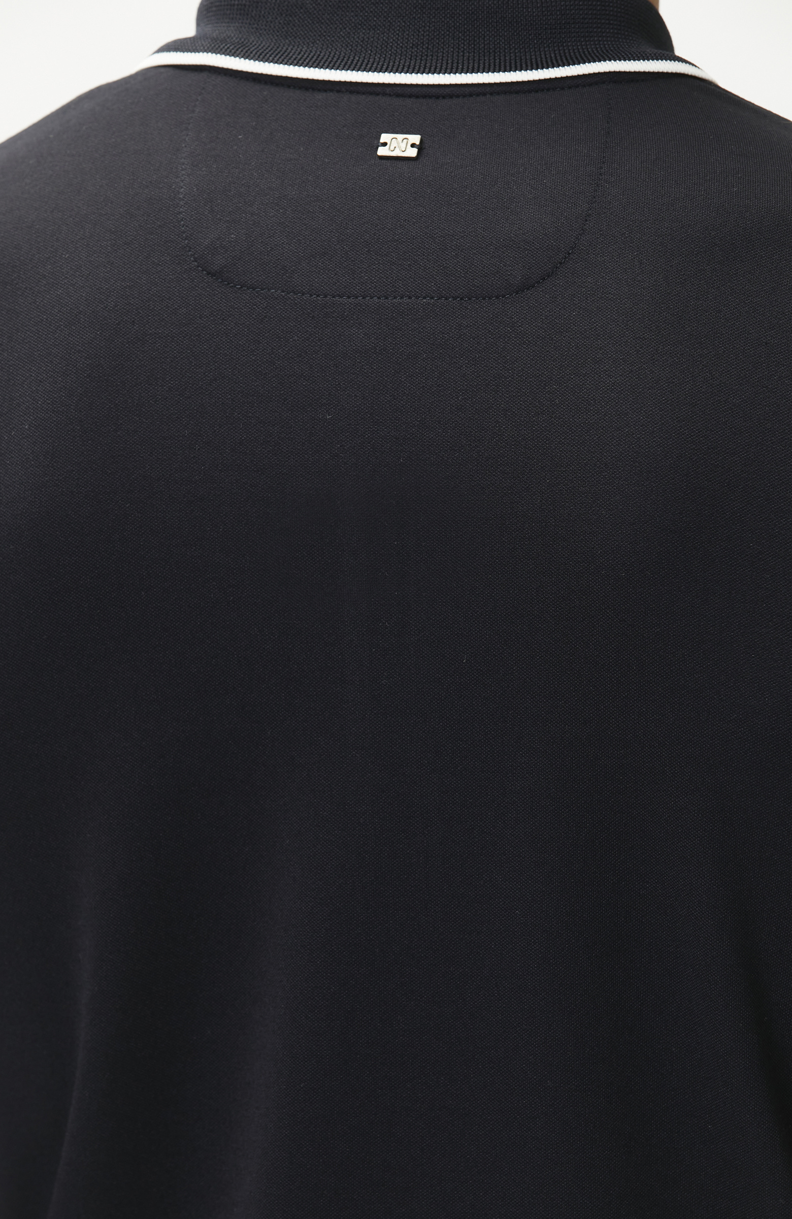 Lacivert Polo Yaka Pike Desen T-shirt