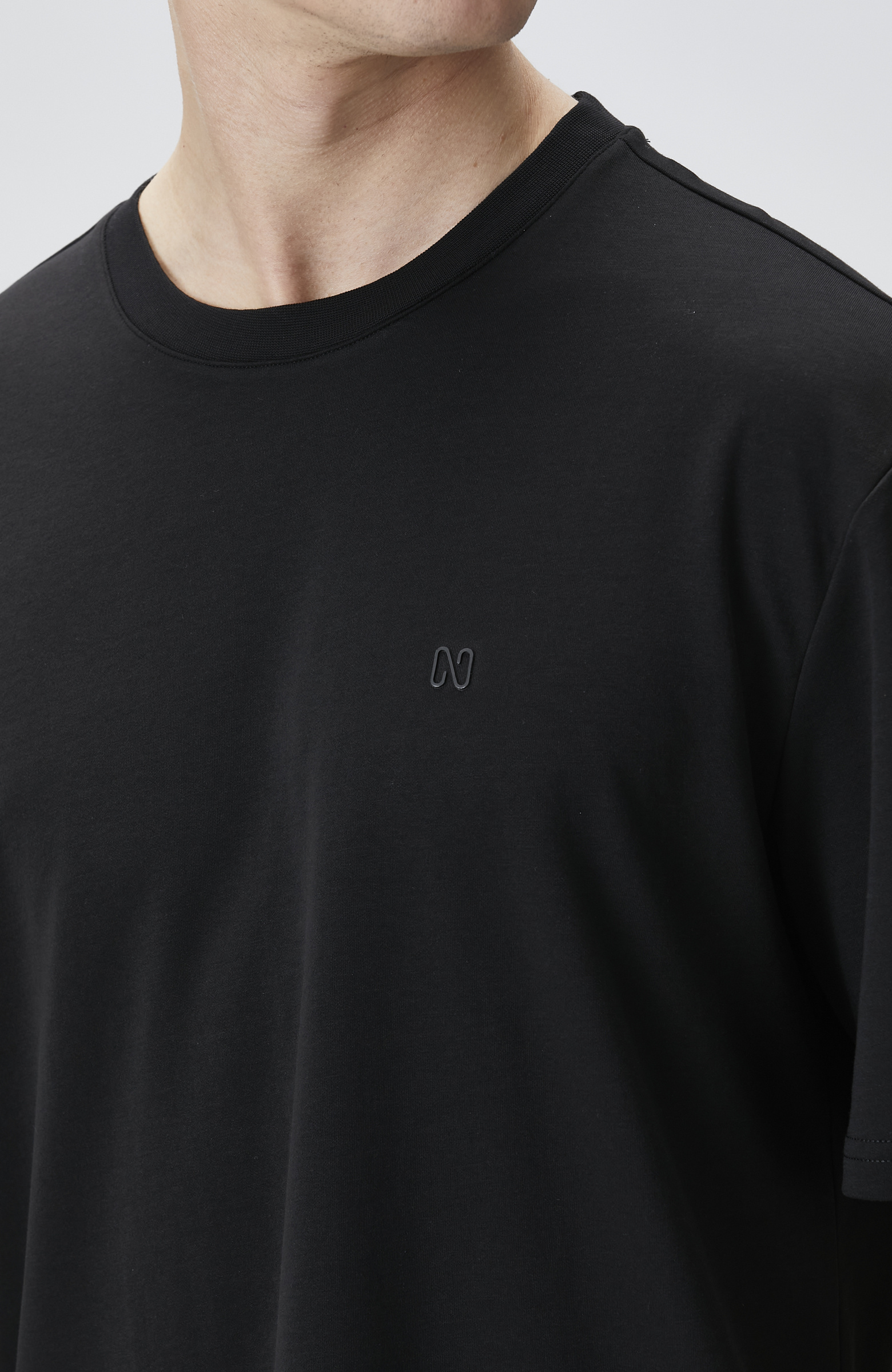 Comfort Fit Siyah Bisiklet Yaka T-shirt