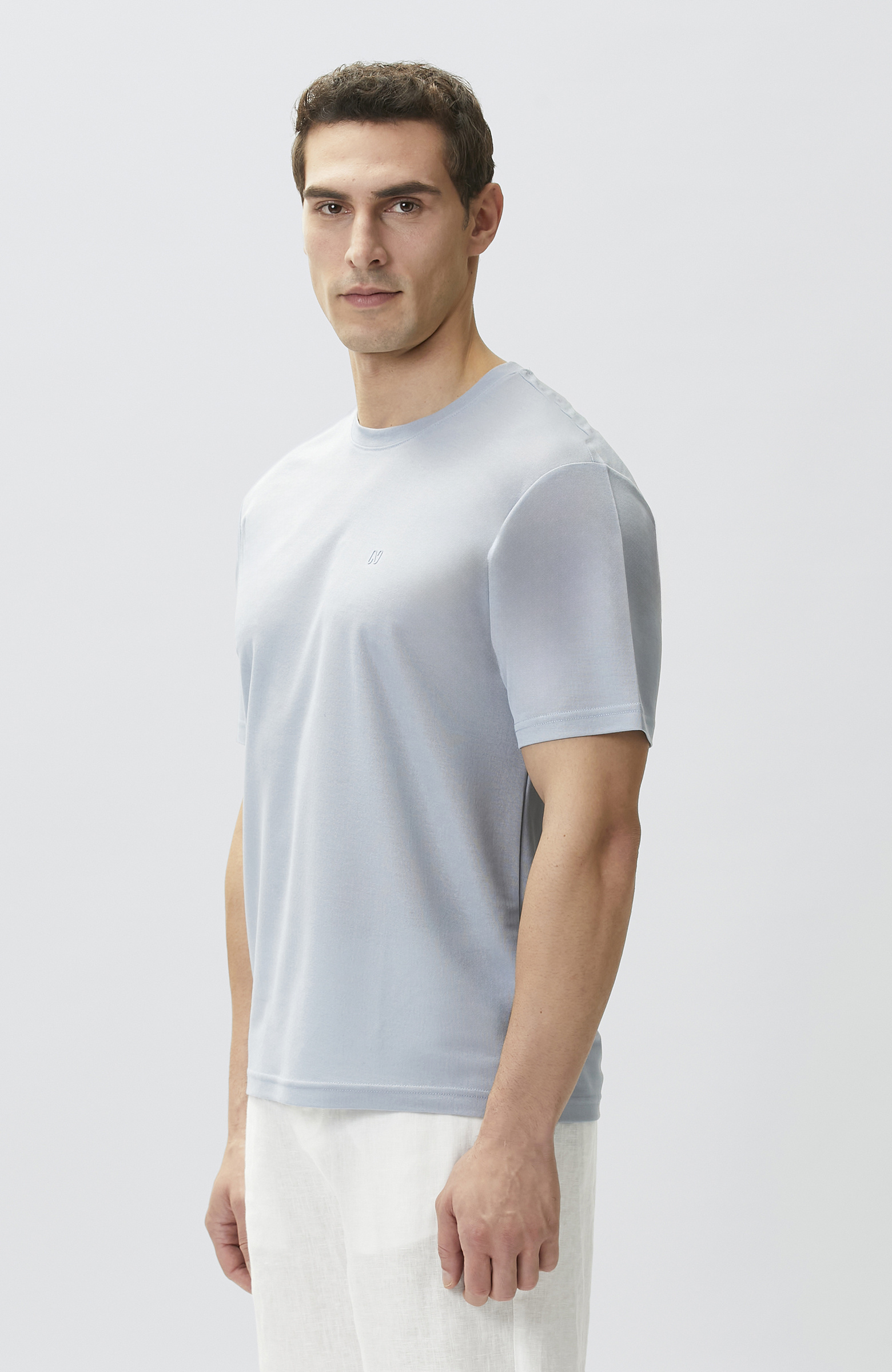 Comfort Fit Açık Mavi Bisiklet Yaka T-shirt