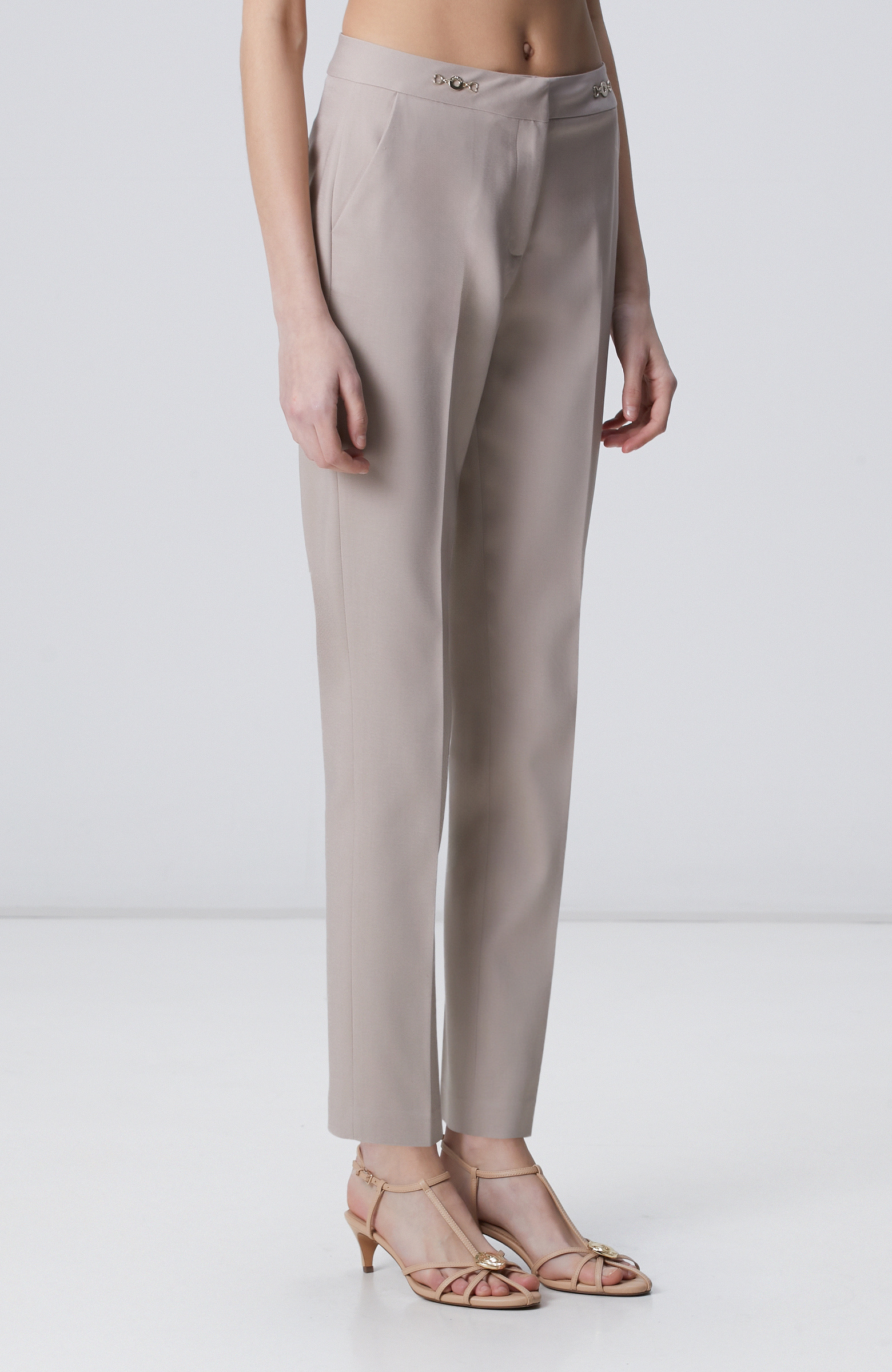 Vizon Basic Dar Paça Metal Aksesuarlı Pantolon