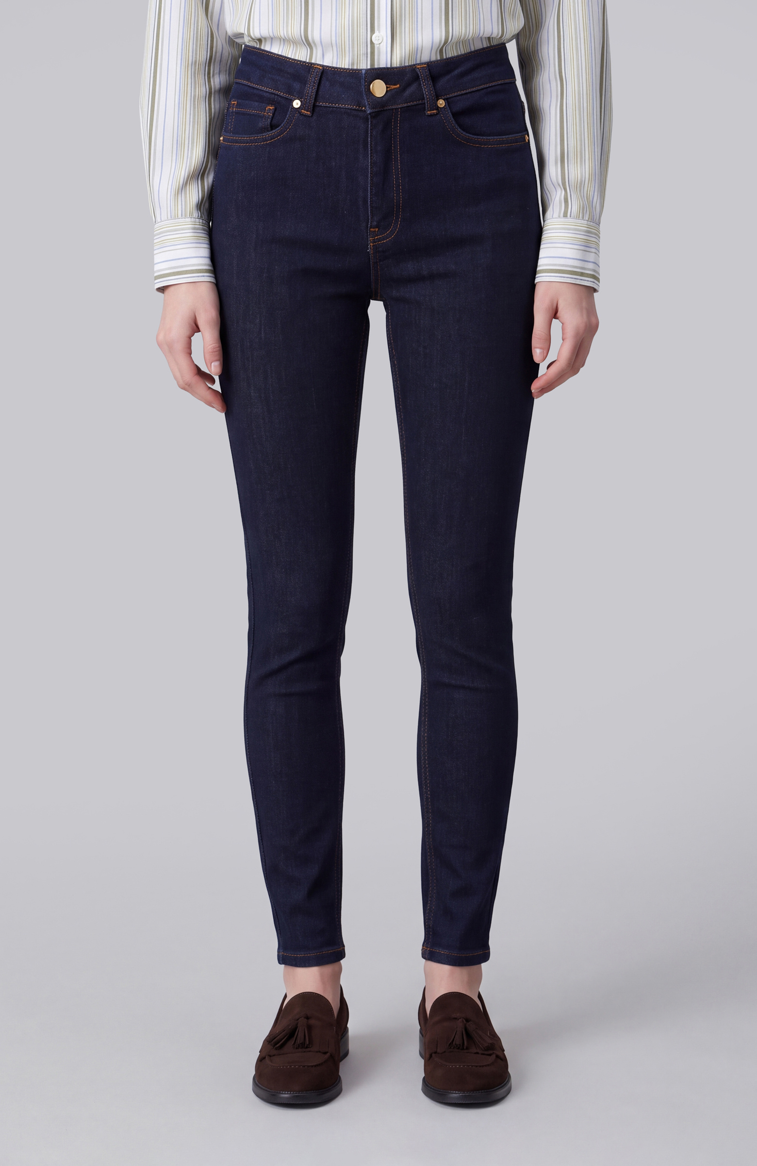 Navy Blue Raw Denim Trousers