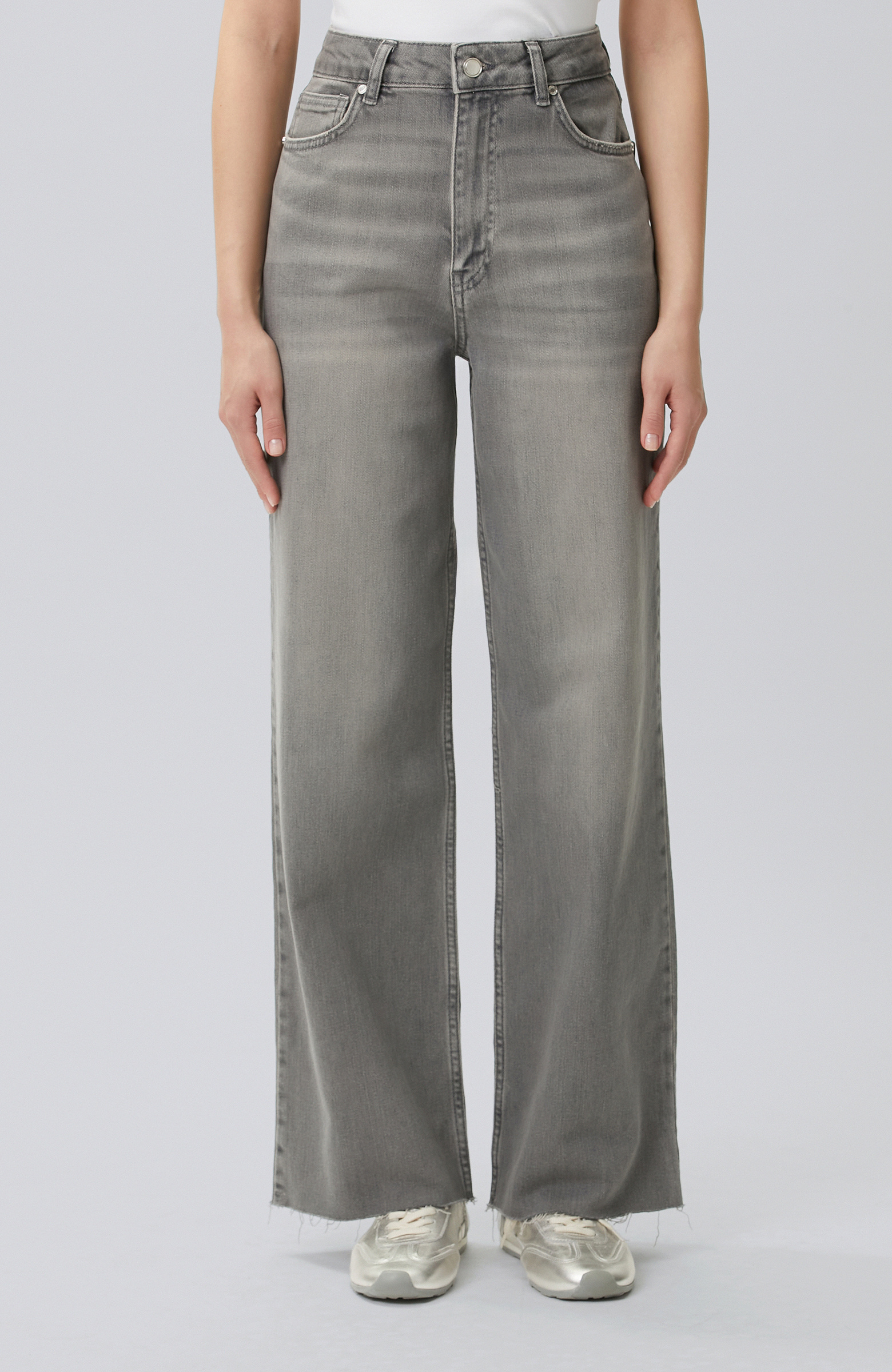 Koyu Gri Wide Leg Denim Pantolon