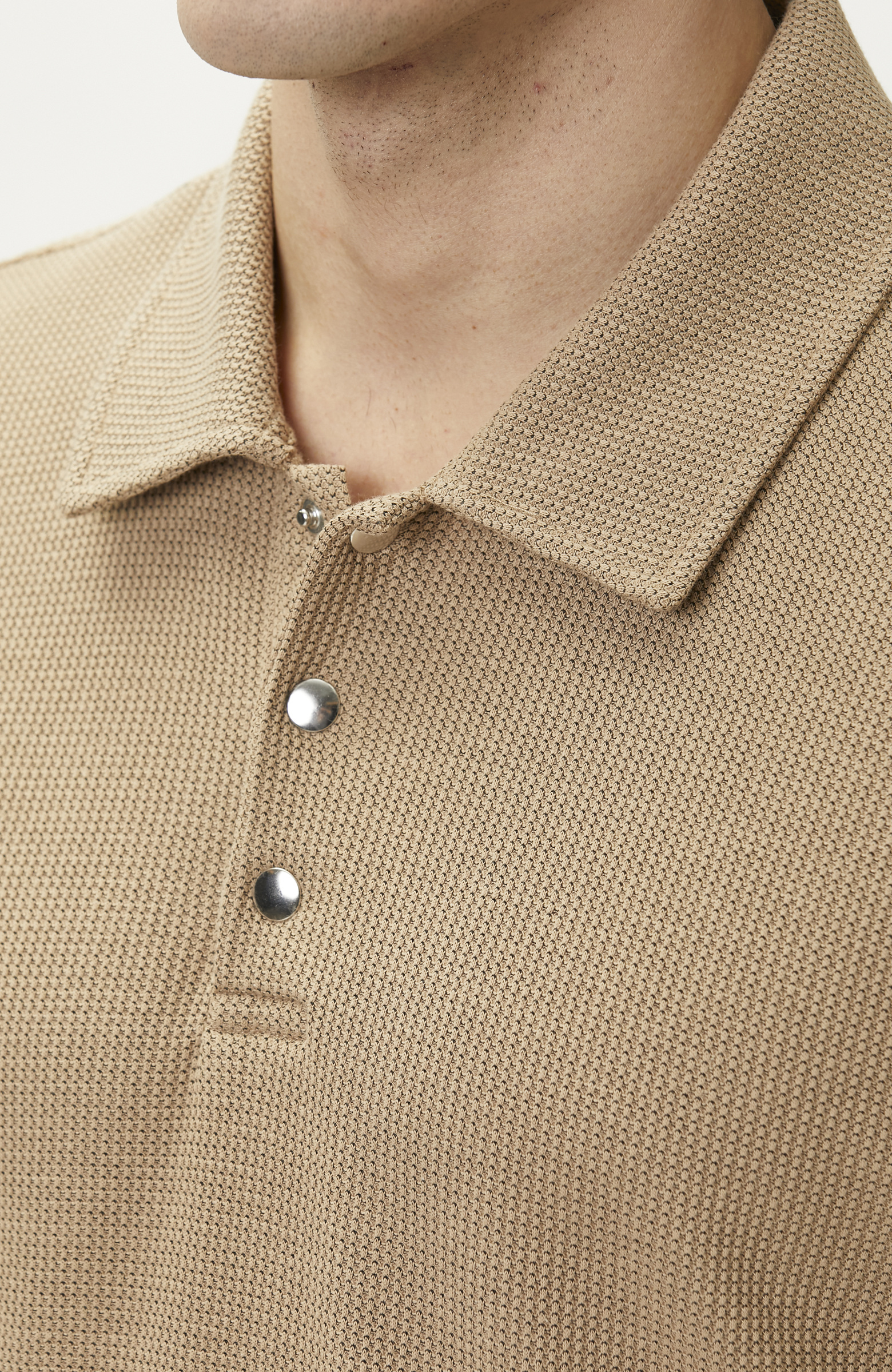 Slim Fit Mink Polo Neck Waffle T-shirt