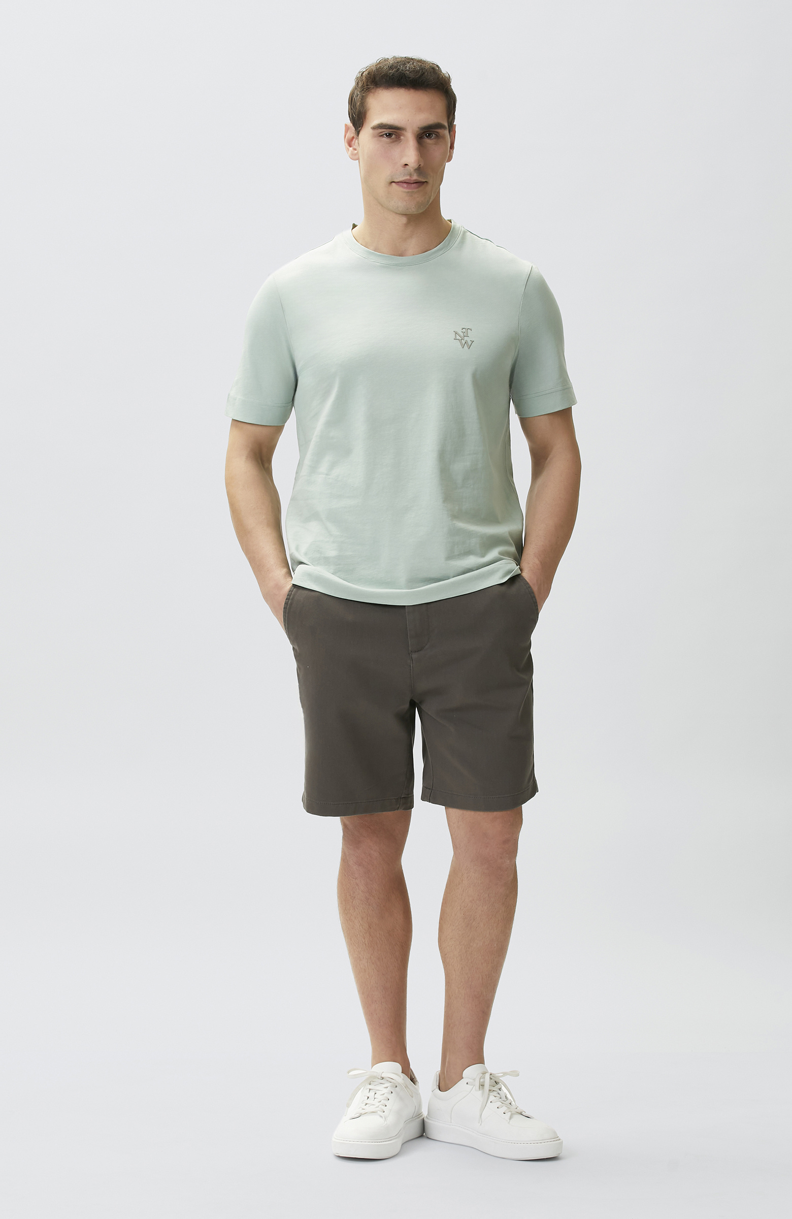 Comfort Fit Mint Göğüs Baskı Detaylı T-shirt