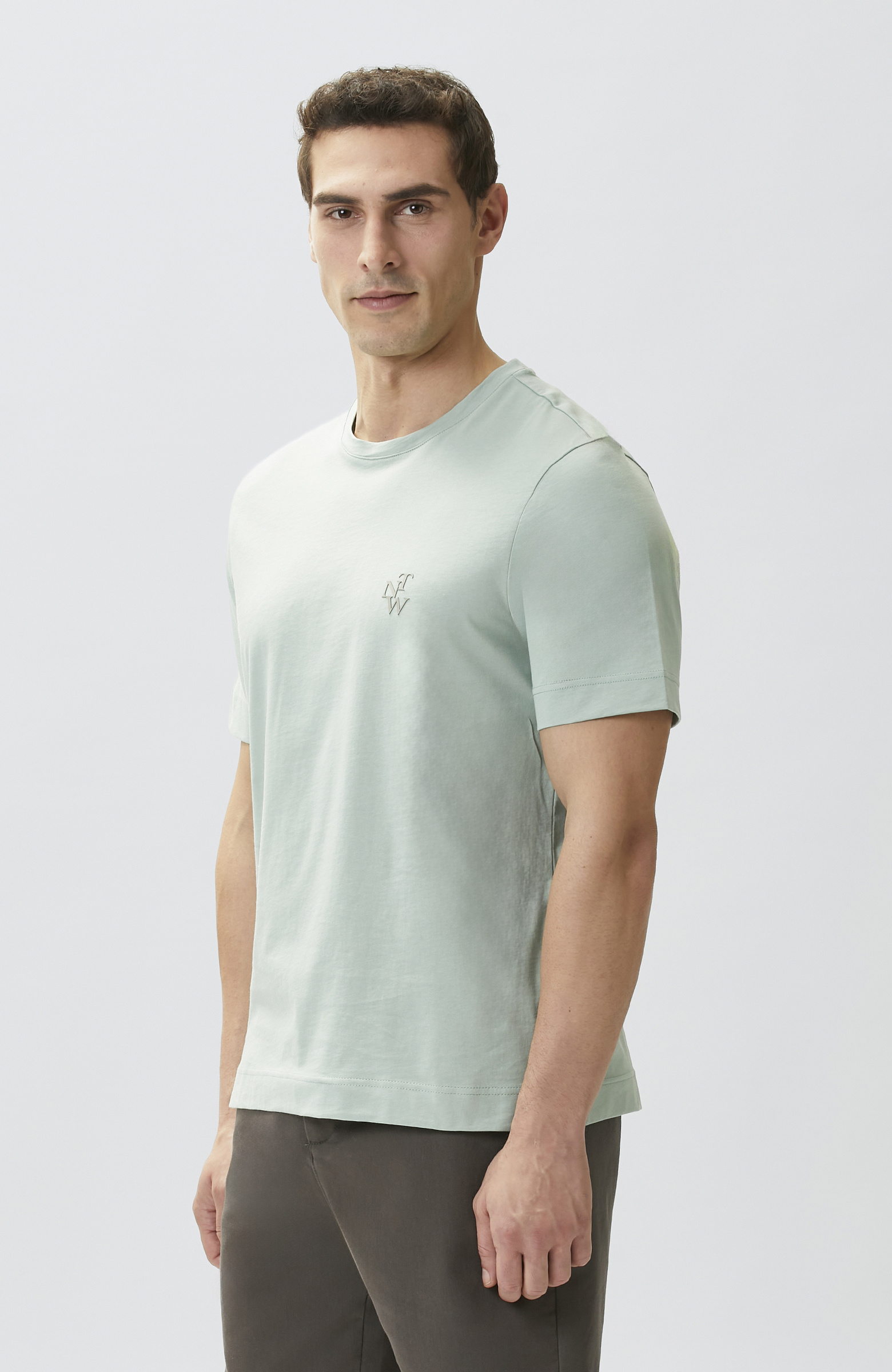 Comfort Fit Mint Göğüs Baskı Detaylı T-shirt