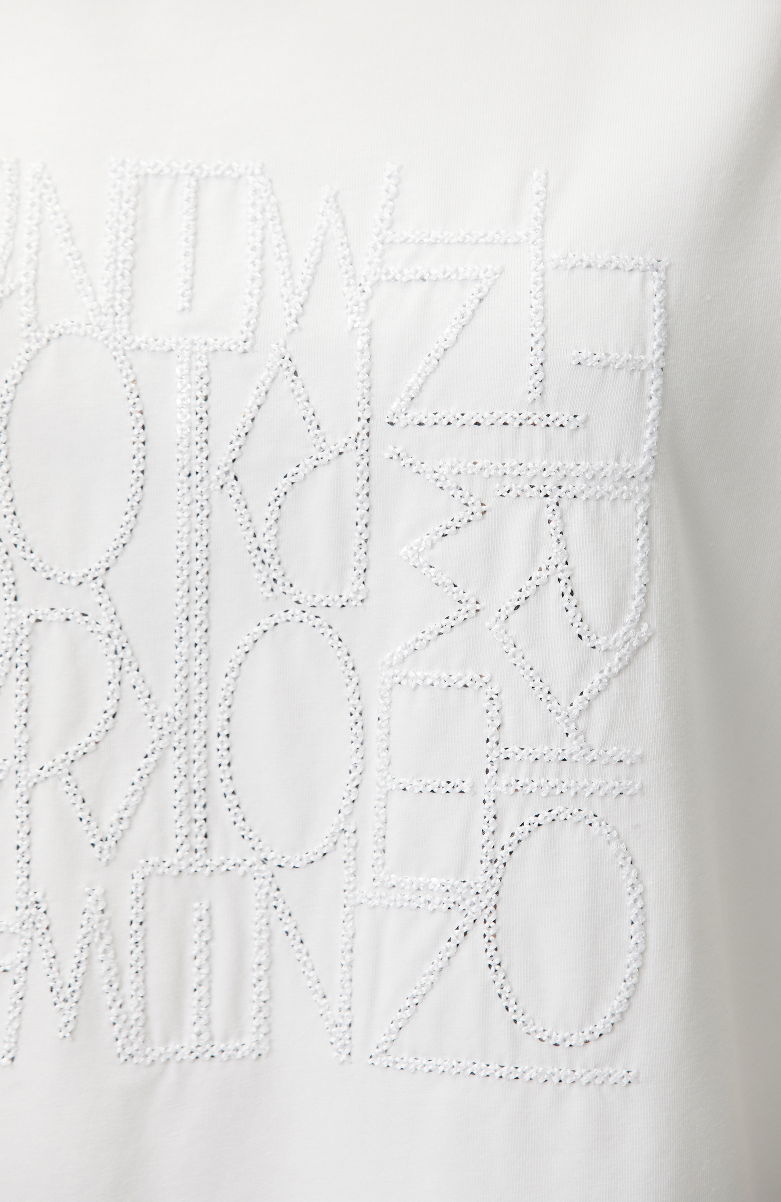 White Embroidery Detailed T-shirt