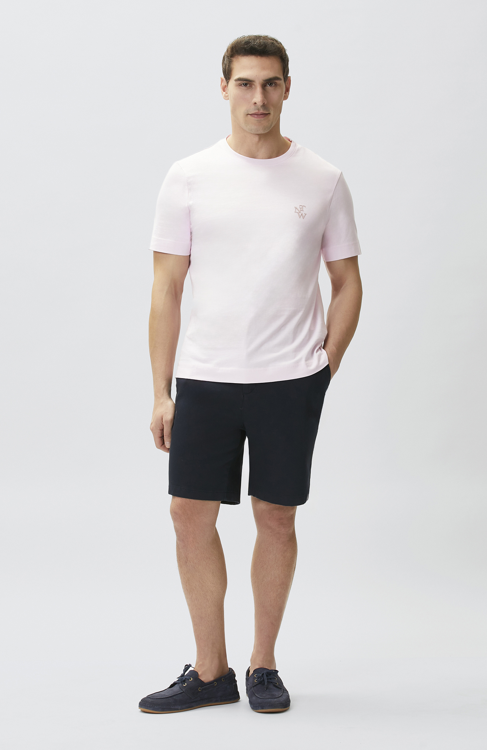 Comfort Fit Pembe Göğüs Baskı Detaylı T-shirt