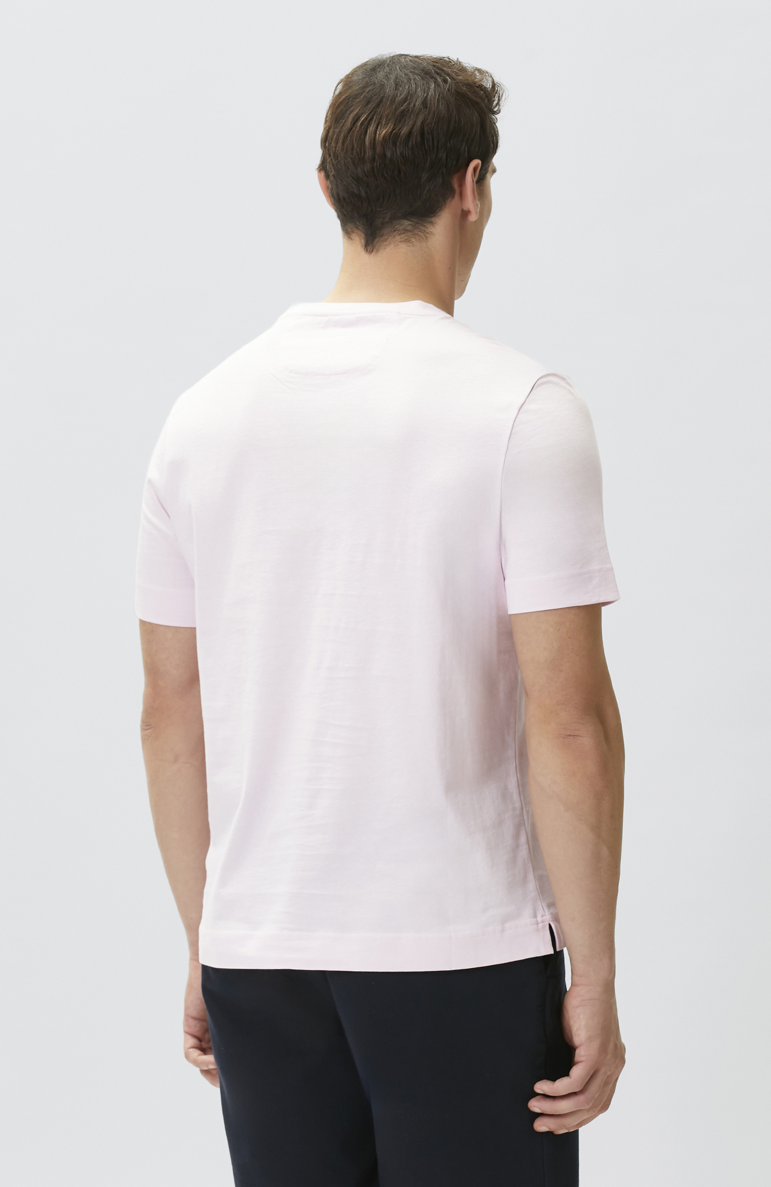 Comfort Fit Pembe Göğüs Baskı Detaylı T-shirt
