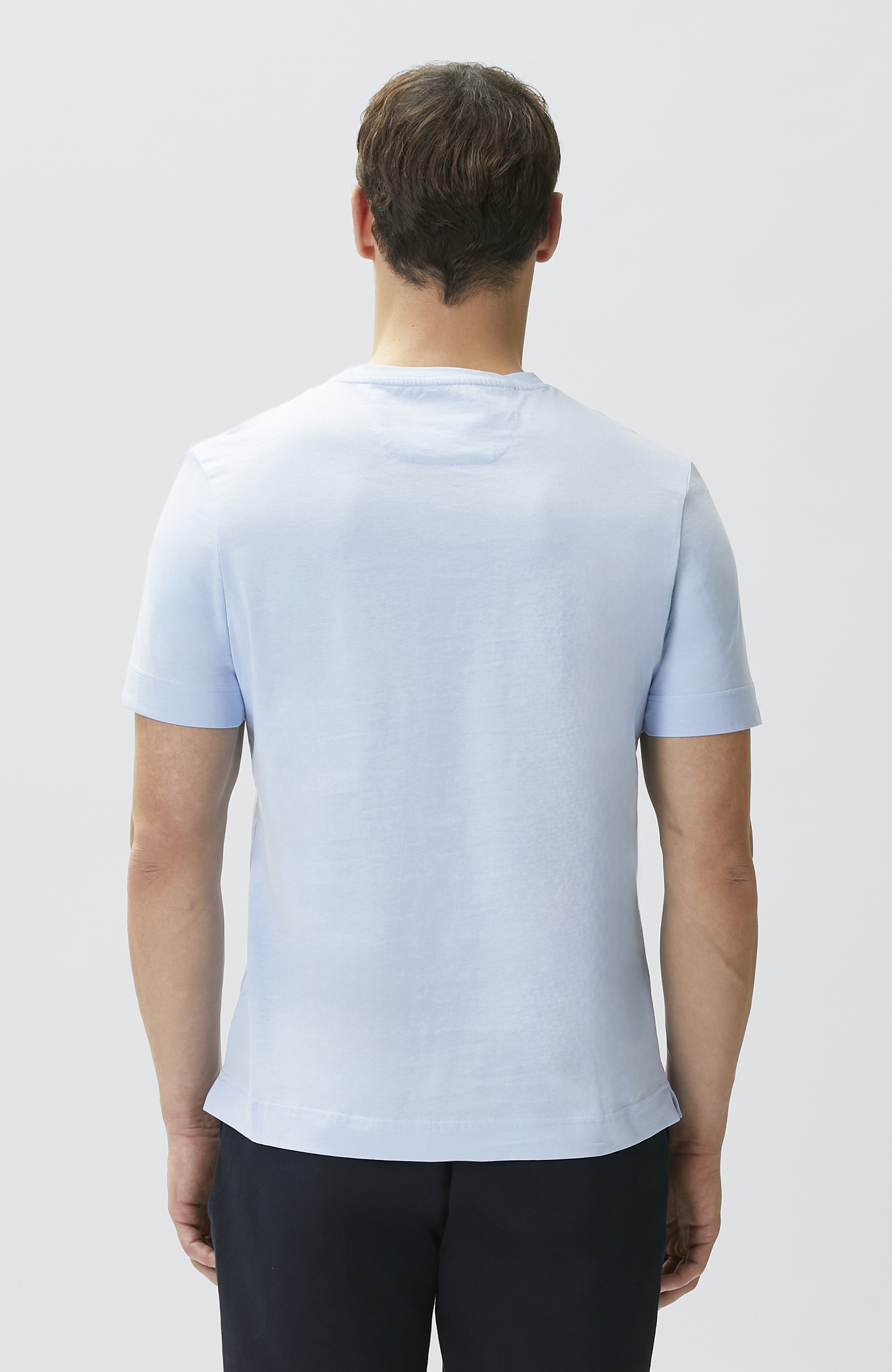 Comfort Fit Açık Mavi Göğüs Baskı Detaylı T-shirt