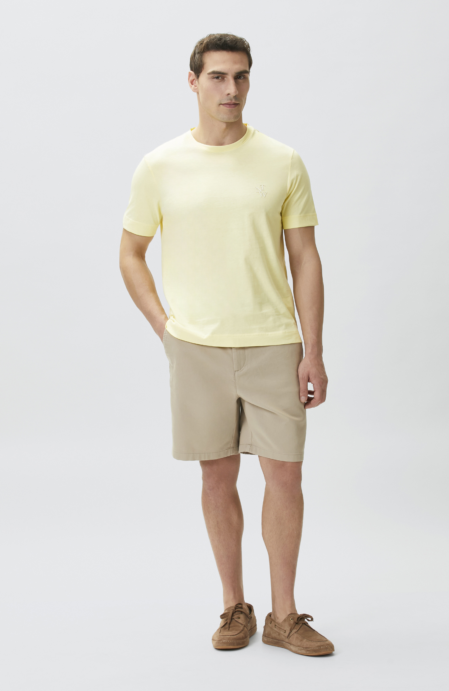 Comfort Fit Sarı Göğüs Baskı Detaylı T-shirt
