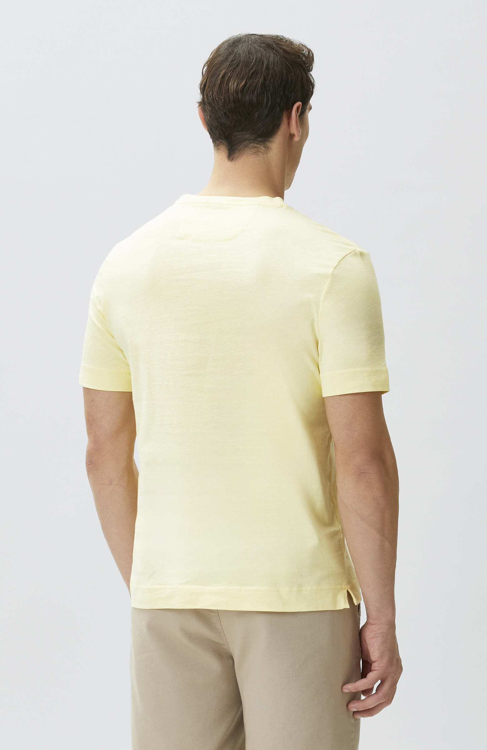 Comfort Fit Sarı Göğüs Baskı Detaylı T-shirt
