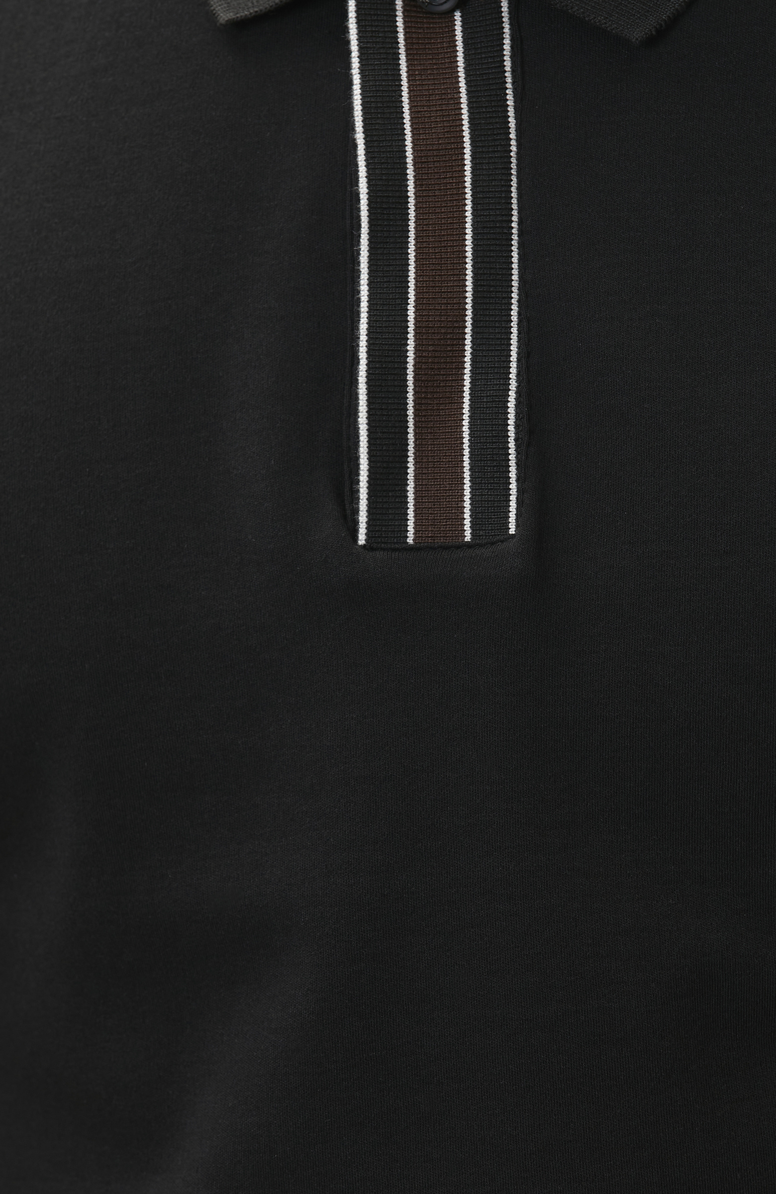 Siyah Gizli Patlı Polo Yaka Garnili T-shirt