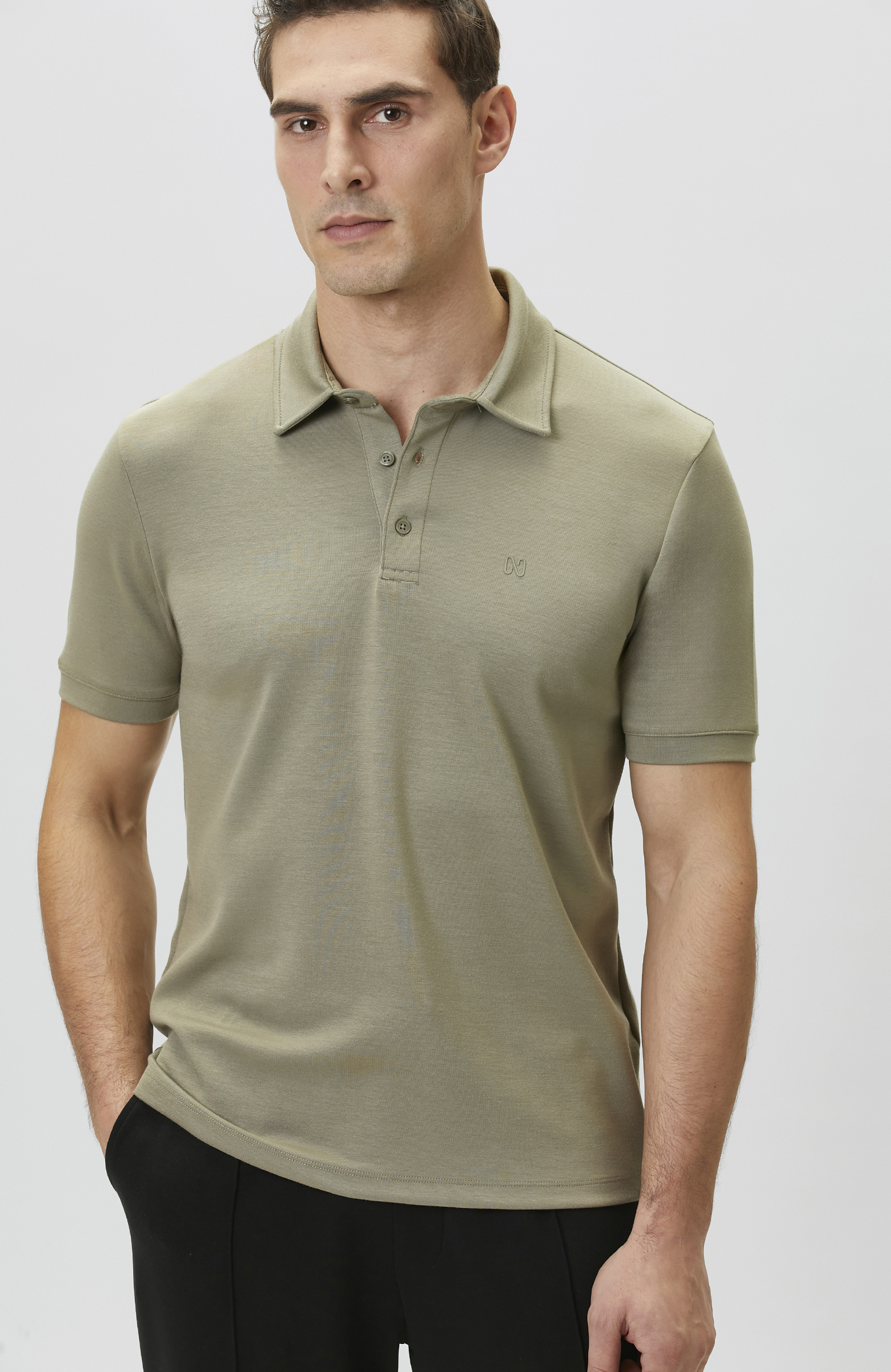 Haki Basic Modal Polo T-shirt