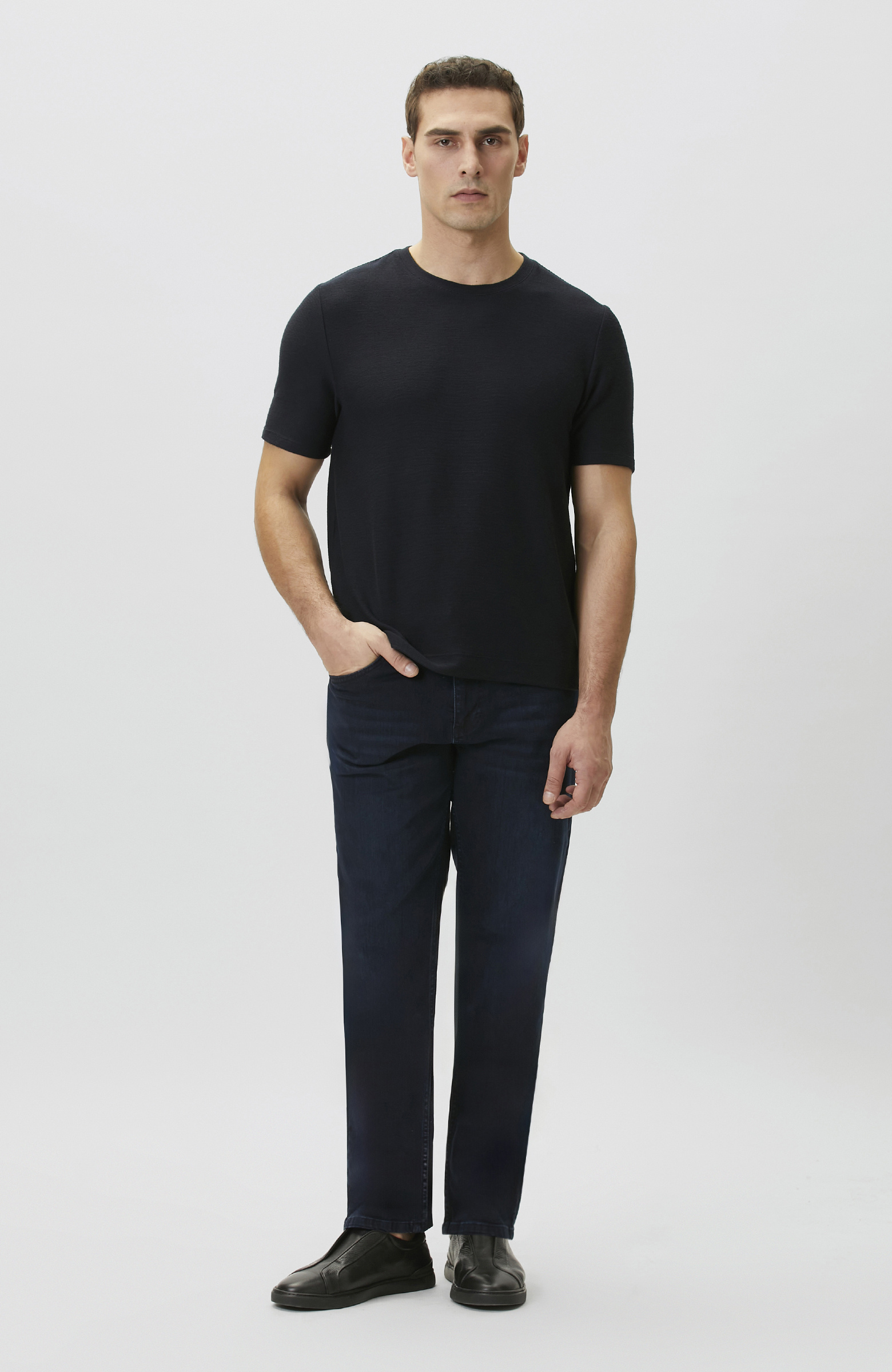 Lacivert Jakarlı T-shirt