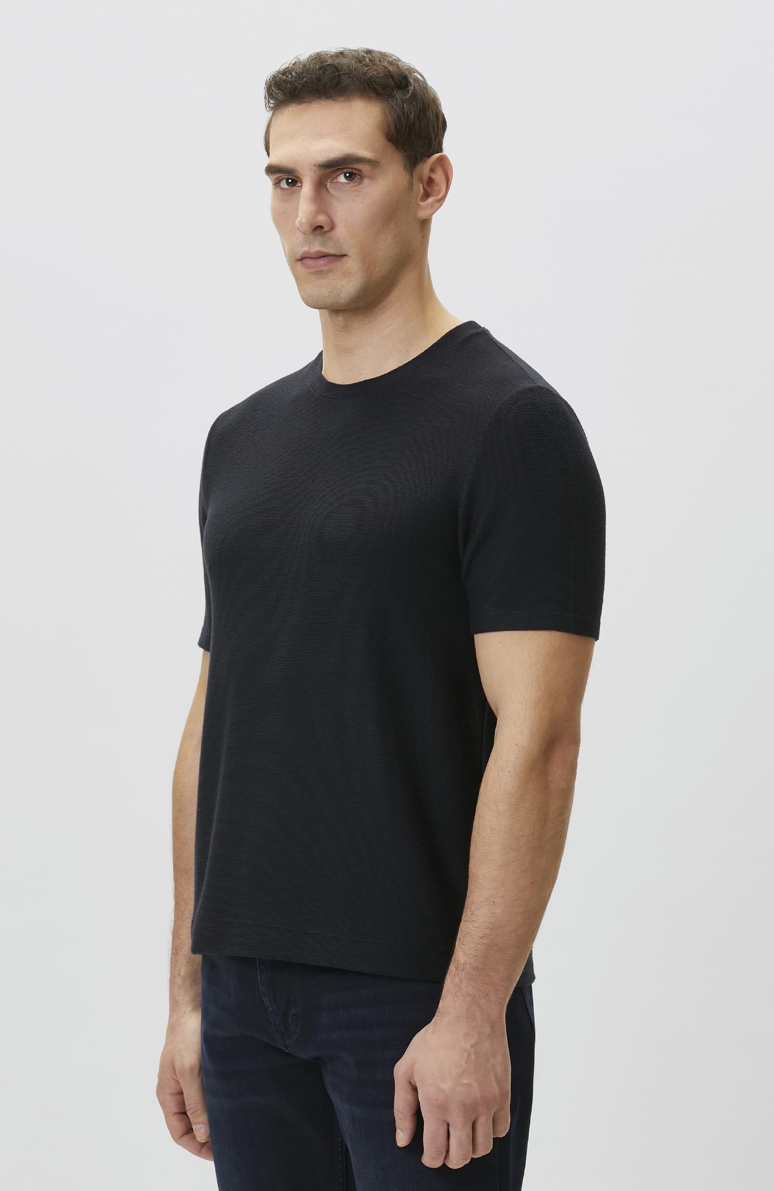 Lacivert Jakarlı T-shirt