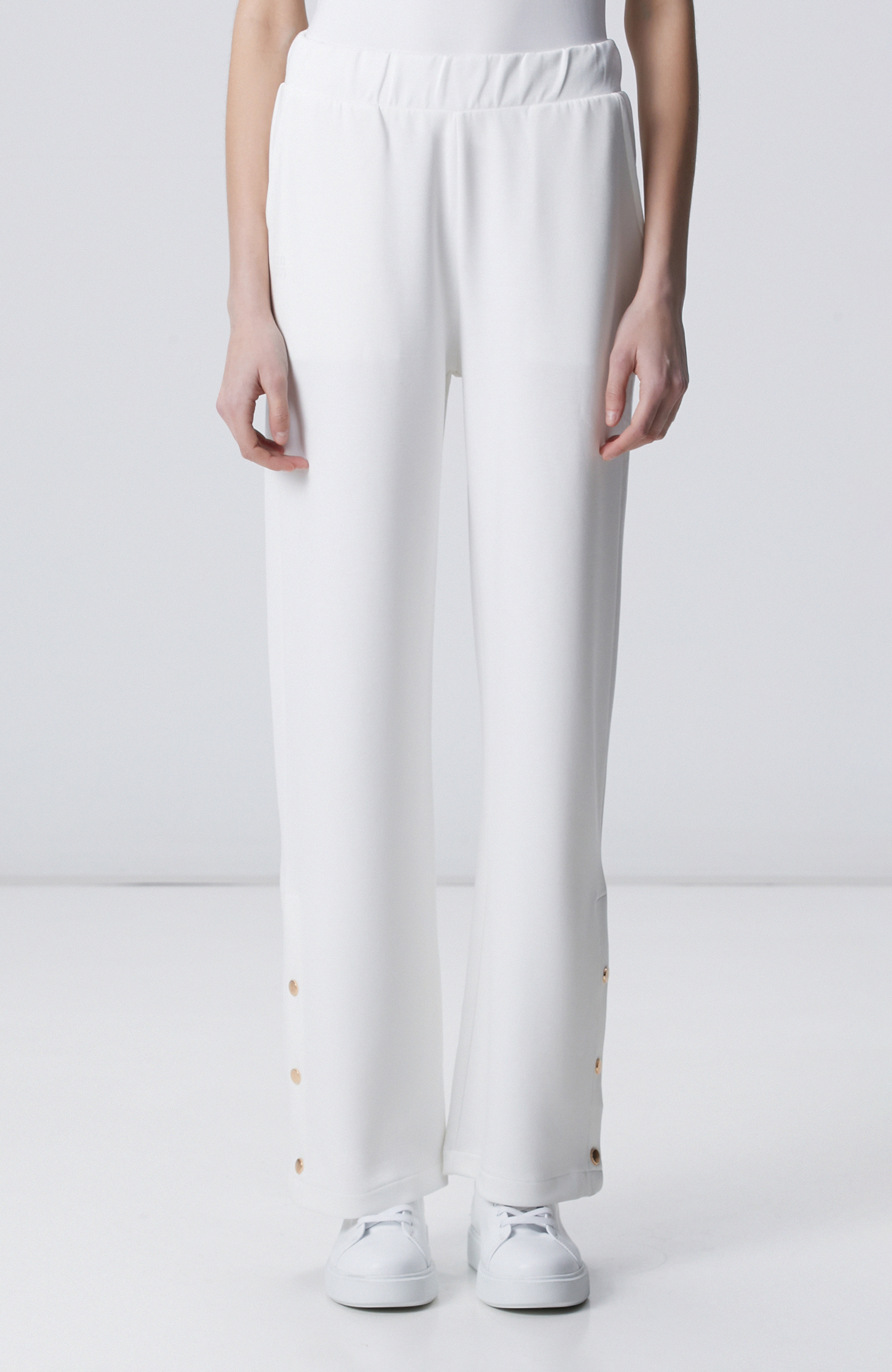 Kırık Beyaz Geniş Paça Çıtçıt Düğme Eşofman