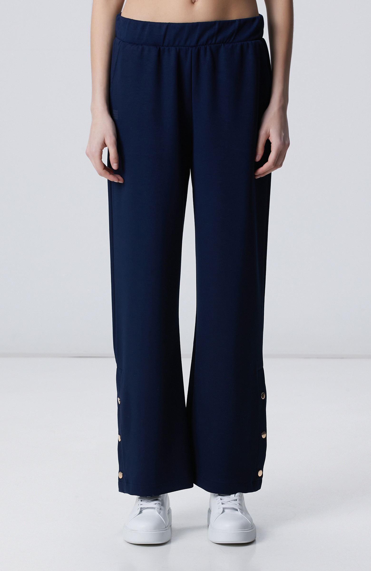 Lacivert Geniş Paça Çıtçıt Düğme Eşofman