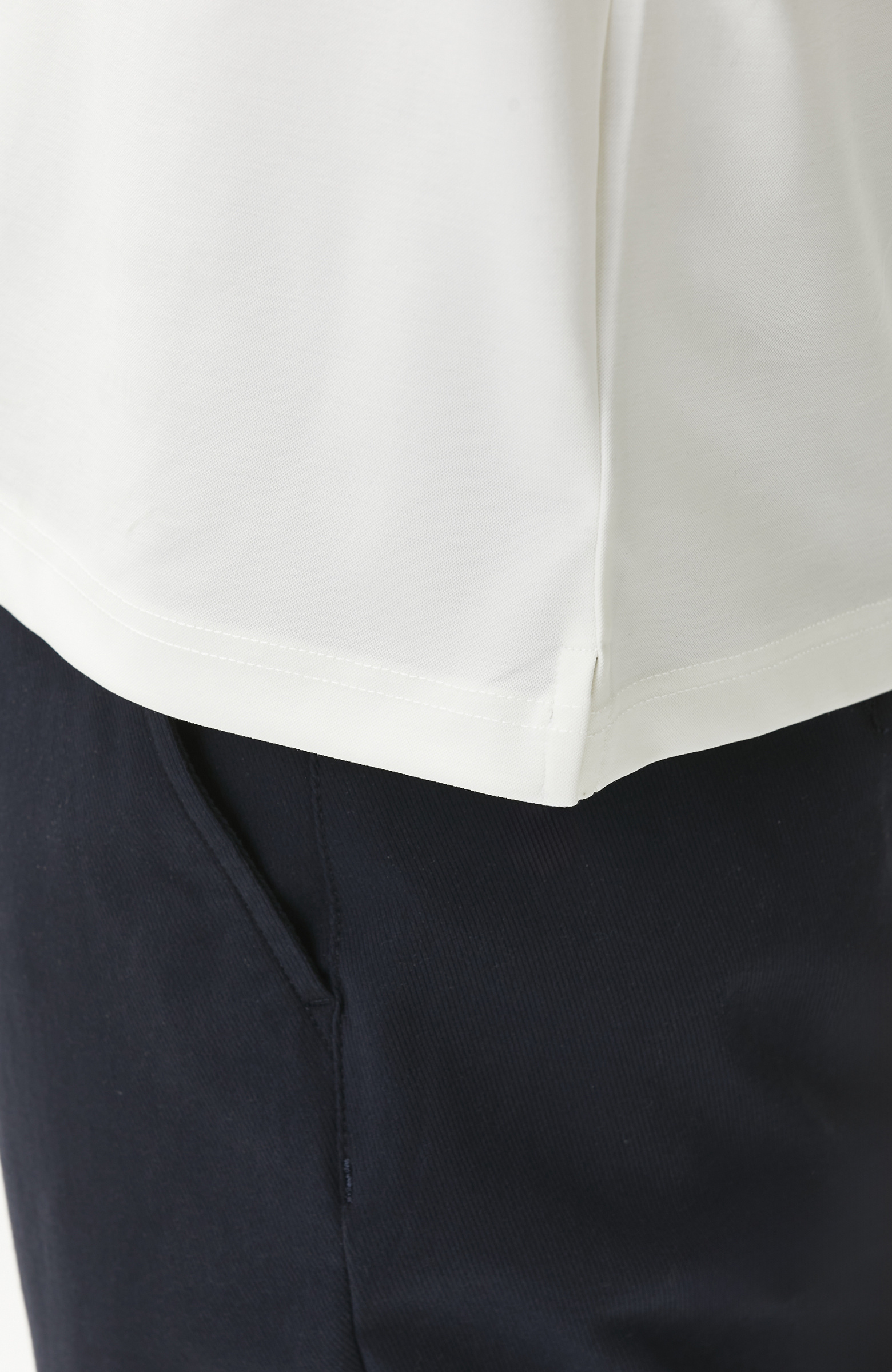 Beyaz Fermuarlı Cupro Modal T-shirt