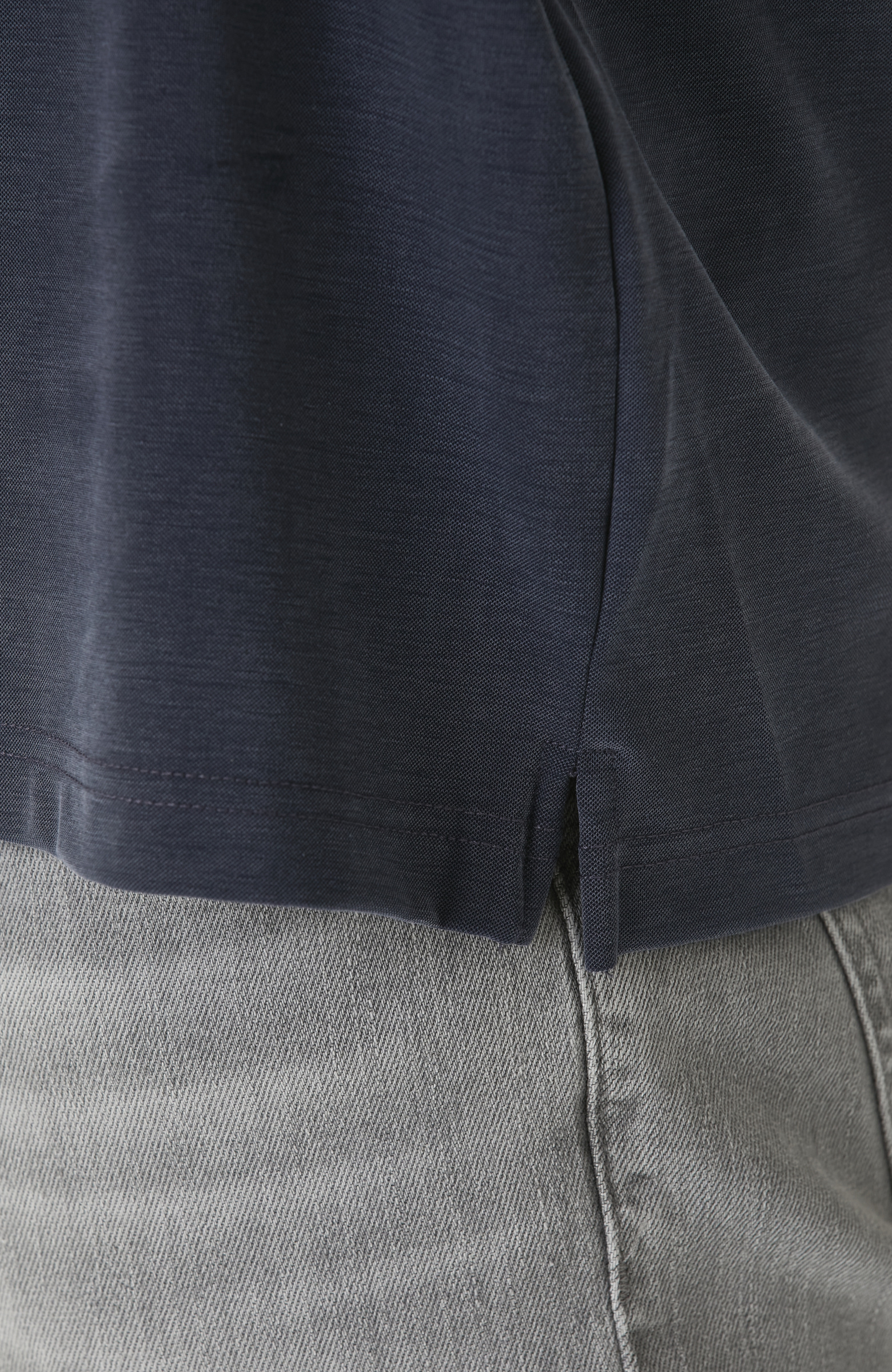Lacivert Fermuarlı Cupro Modal T-shirt