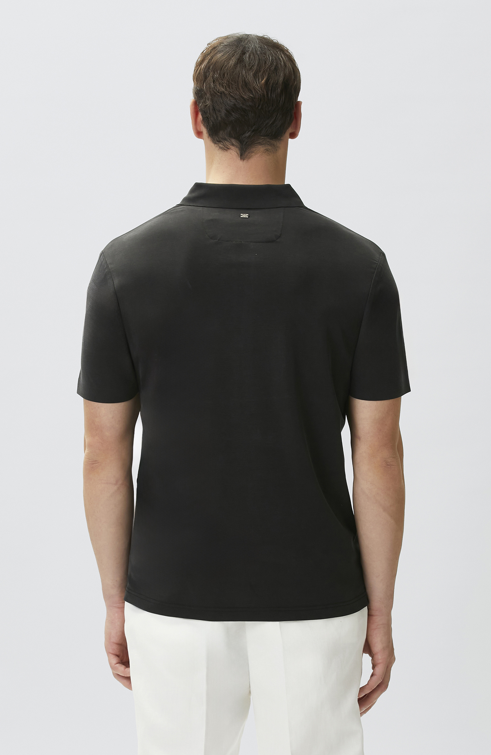 Siyah Fermuarlı Cupro Modal T-shirt