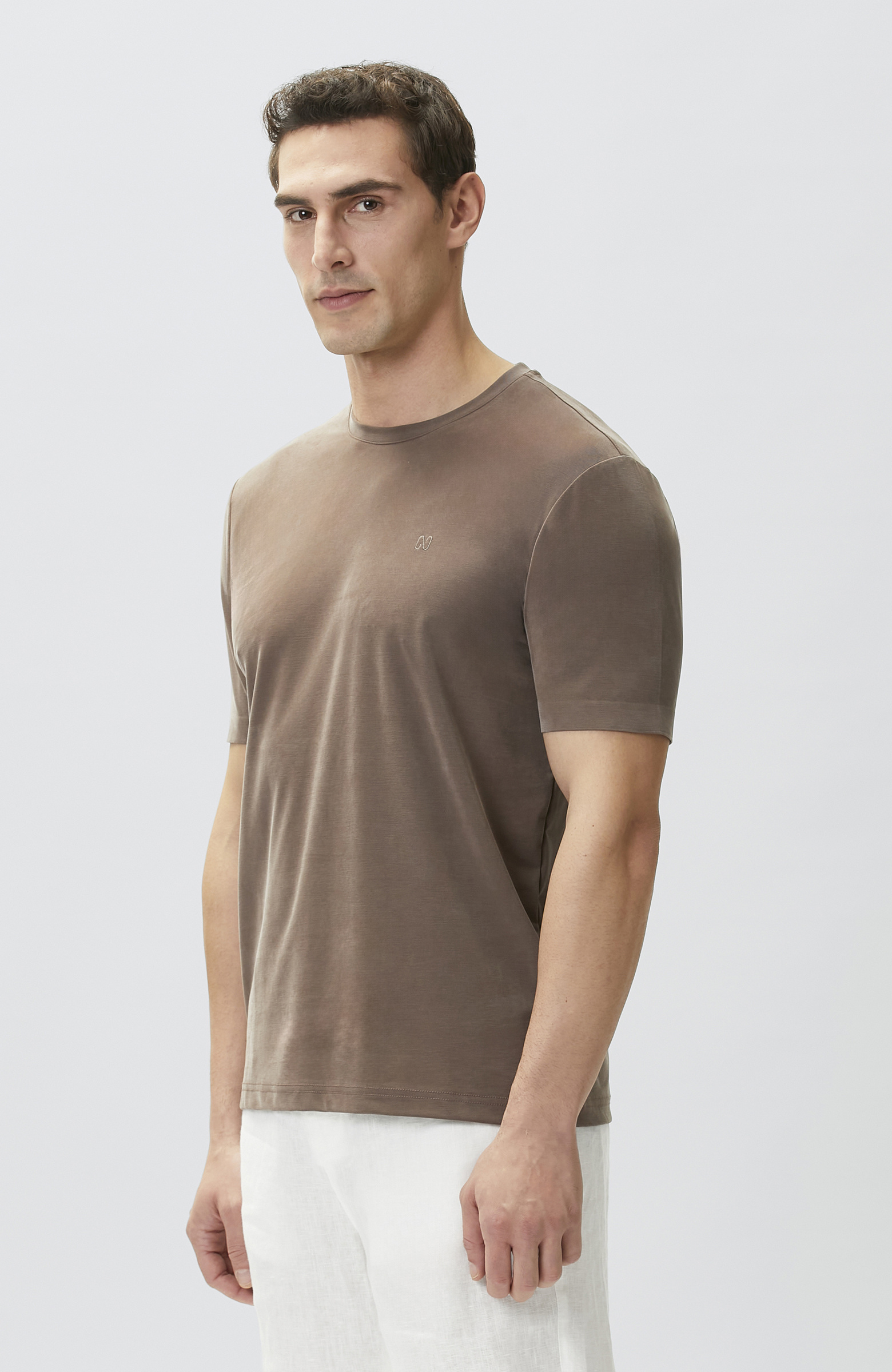 Kahverengi Cupro Teknik T-shirt