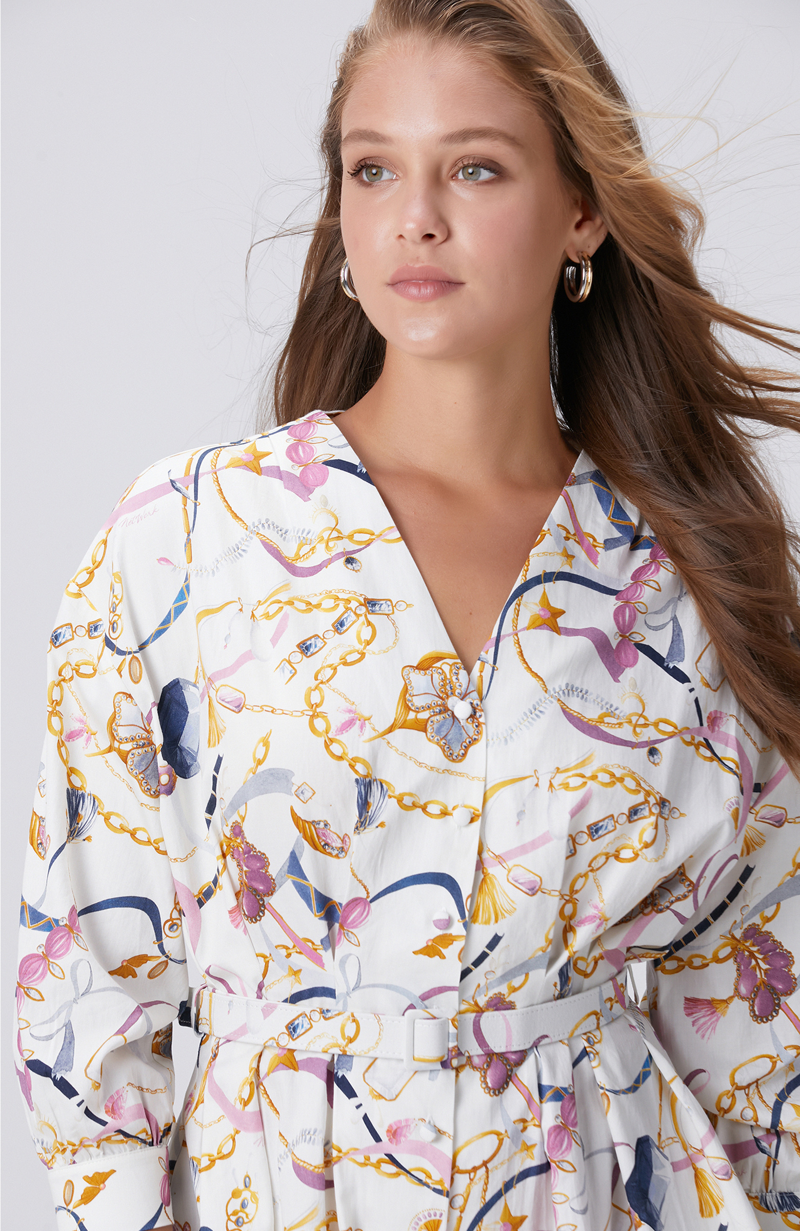 Renkli Desenli Mini Elbise